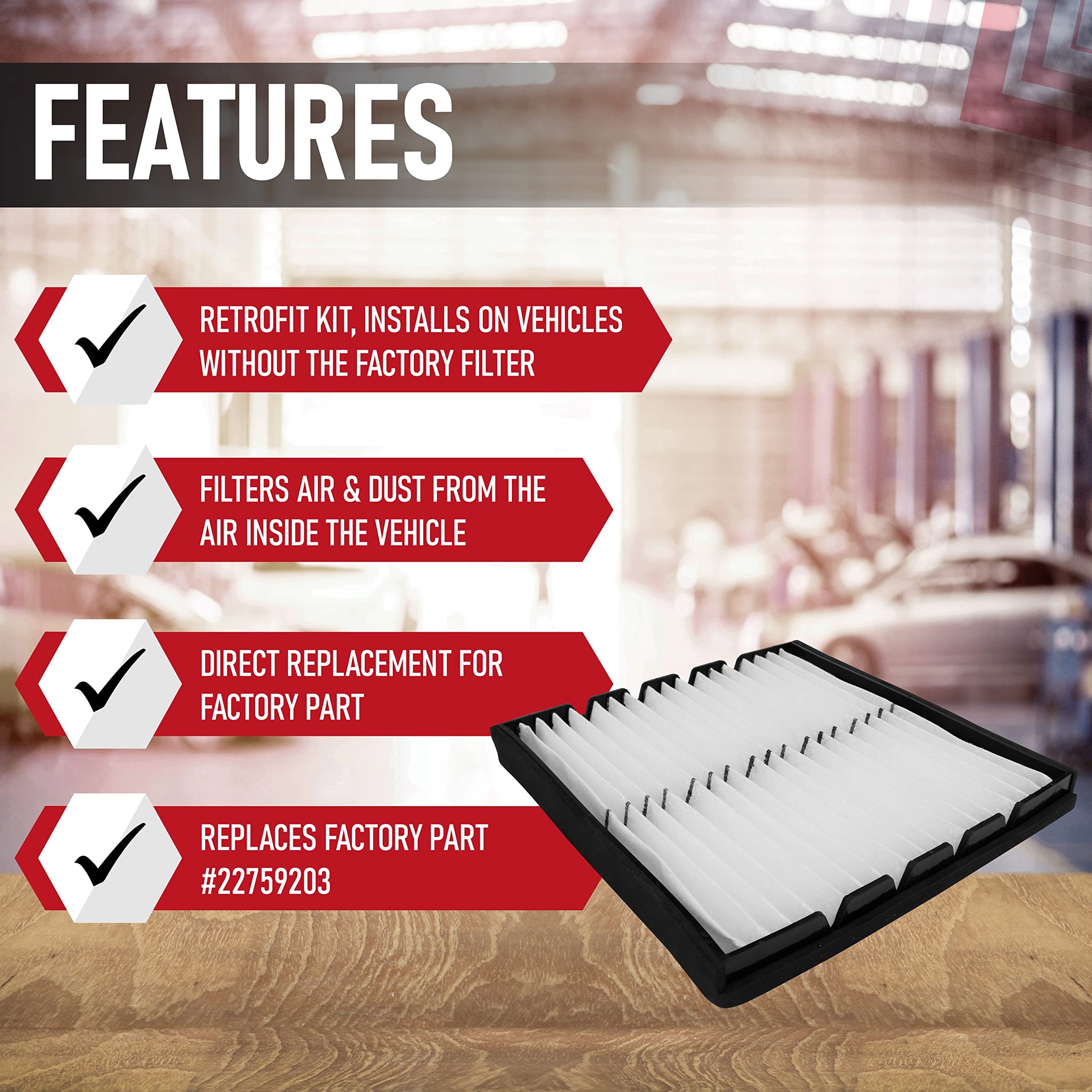 Cabin Air Filter Retrofit Kit - Compatible with Chevy, Cadillac and GMC Vehicles - Silverado, Sierra, Yukon, Tahoe, Suburban, Avalanche, Escalade - Replaces 259-200, 22759203, 103948, 22759208 - Like New