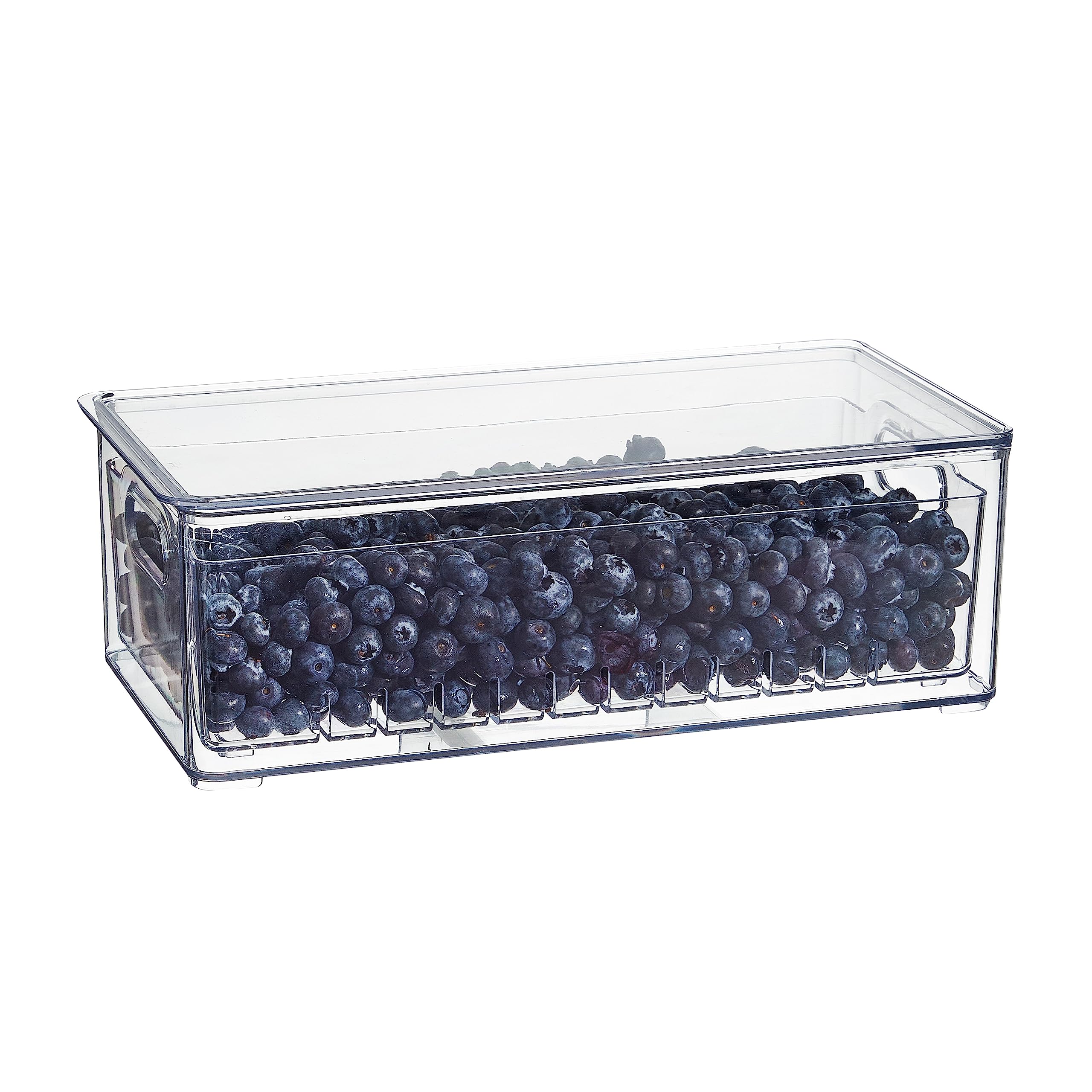 SIMPLEMADE Clear Berry Bins - Berry Keeper Container, Fruit Produce Saver Food Storage Containers with Removable Drain Colanders, Vegetable Fresh Keeper Set - Refrigerator Organizer (Rectangular) - Very Good