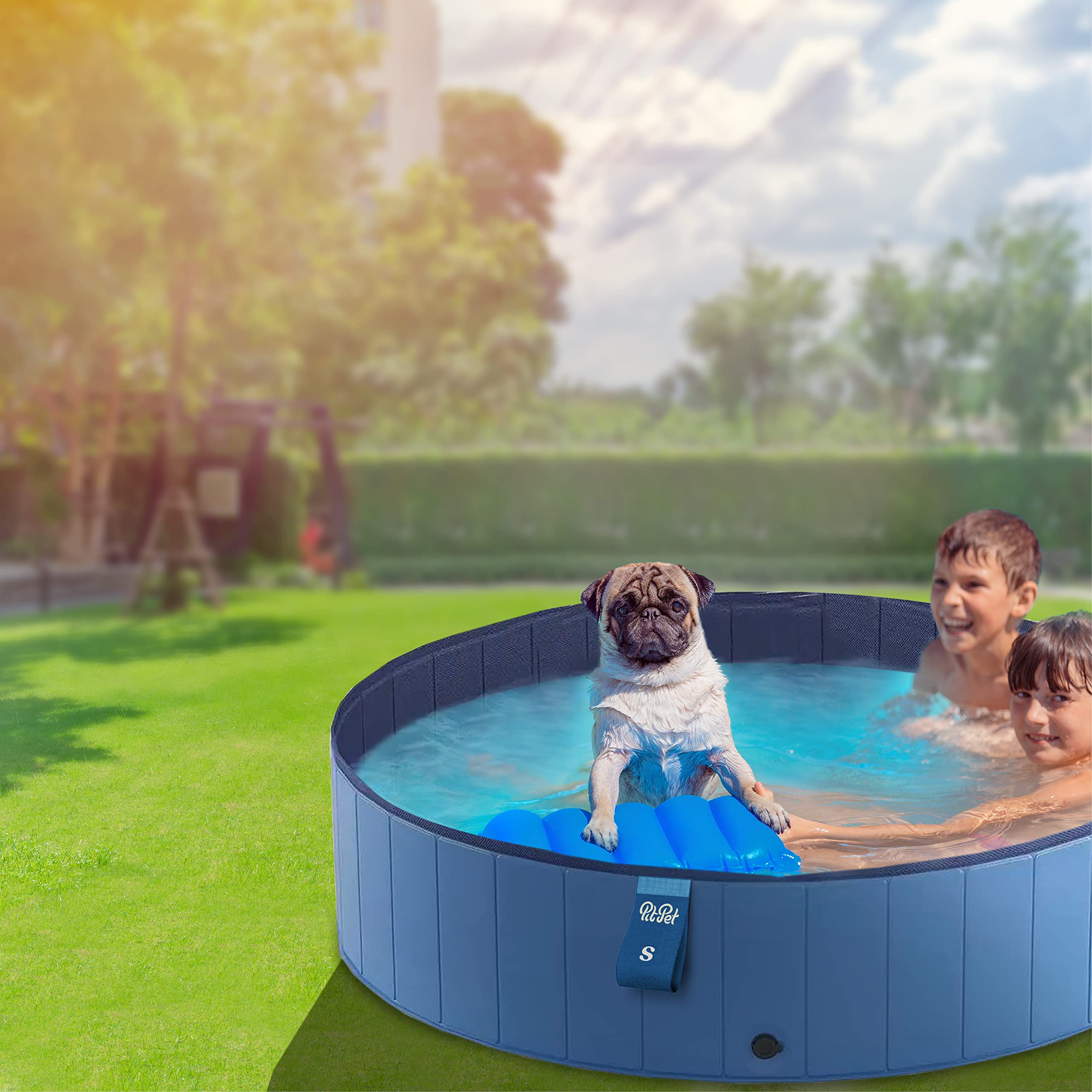 Heavy Duty Foldable Dog Pool for Large Dogs - Collapsible Pet Swimming Pool - Non-Slip Collapsible Dog Pet Pool Bathing Tub - (Small 32" Inches) - Like New