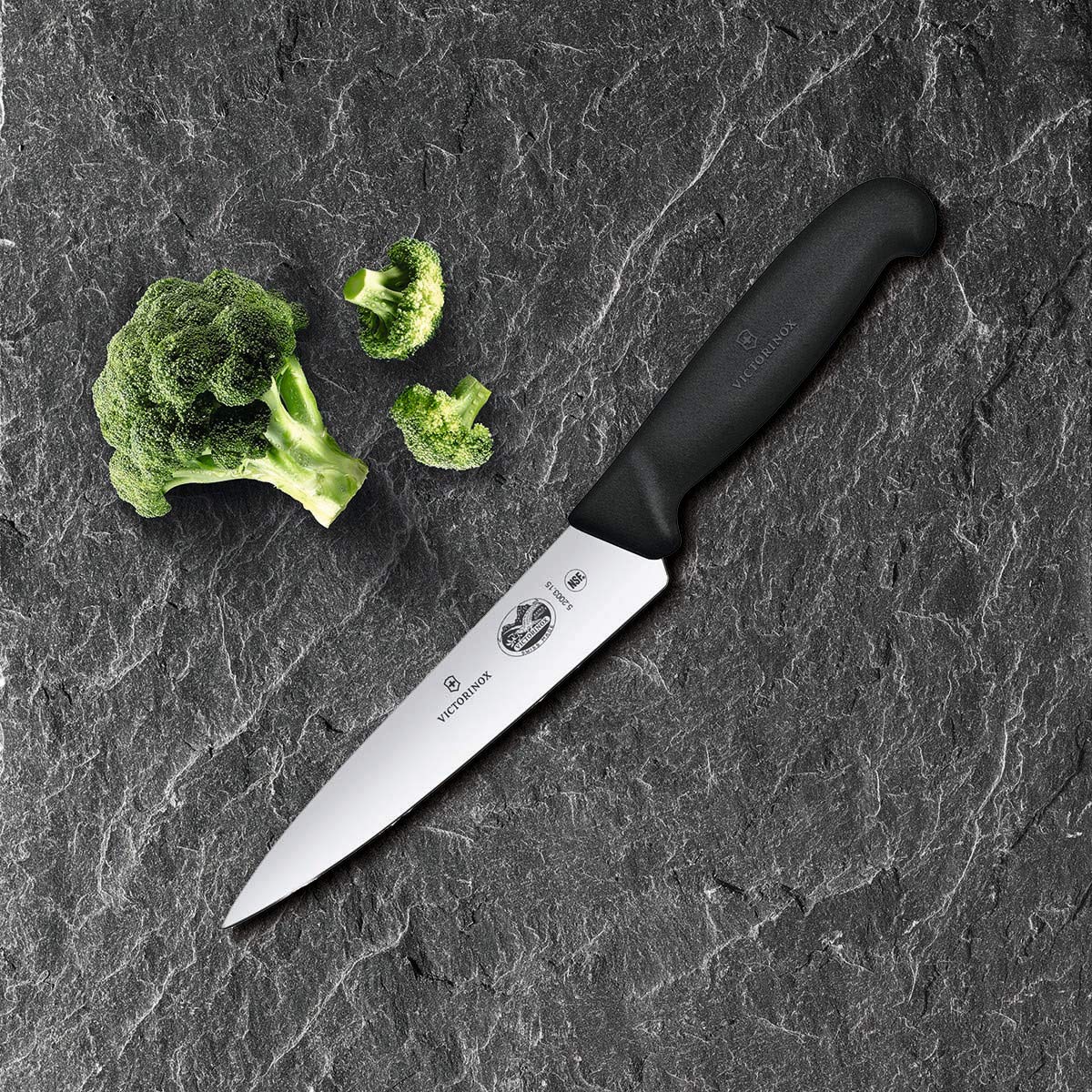Victorinox Swiss Army 5.2003.15-X8 Fibrox Straight Chef's Knife Black 6 in - Like New