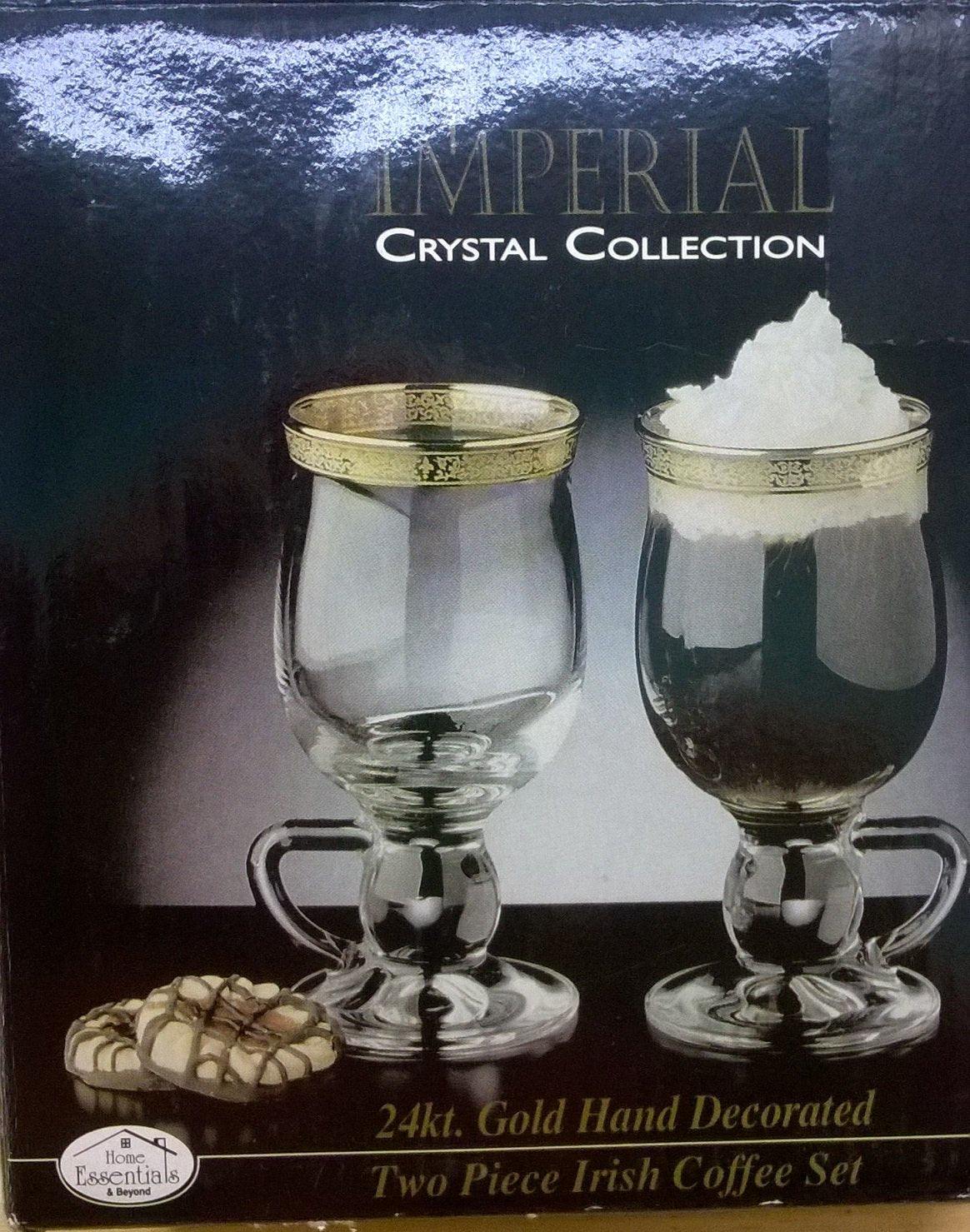 Two Piece Irish Coffee Set 24kt. Gold Hand Decorated - Like New