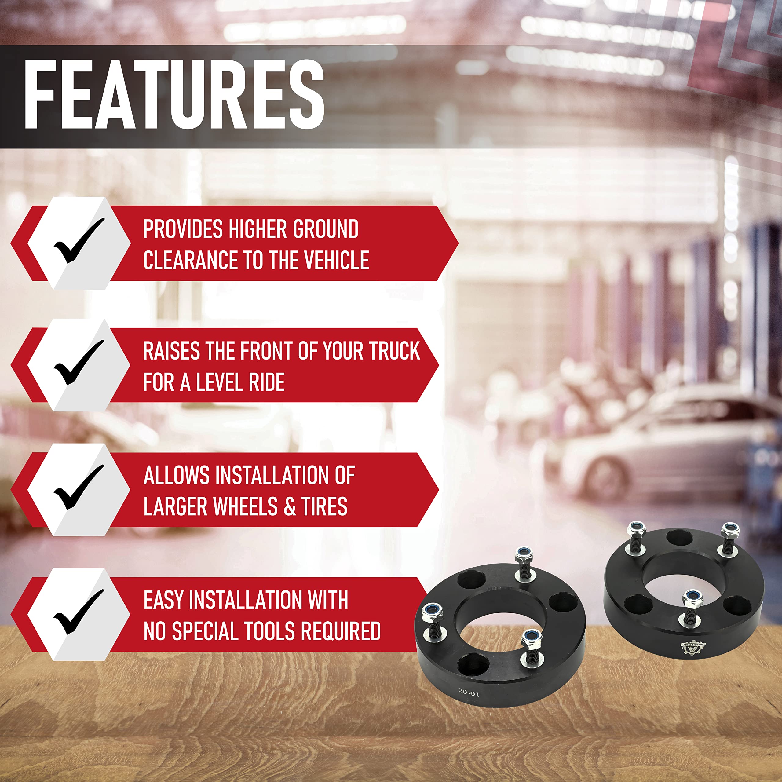 Front Leveling Kit - Compatible with 2004-2018 F-150 Pickup Truck 2WD, 4 Wheel Drive 4WD, 4x4 - Front Strut Spacers Lift - - Forged Aircraft Aluminum Billet Construction - Like New