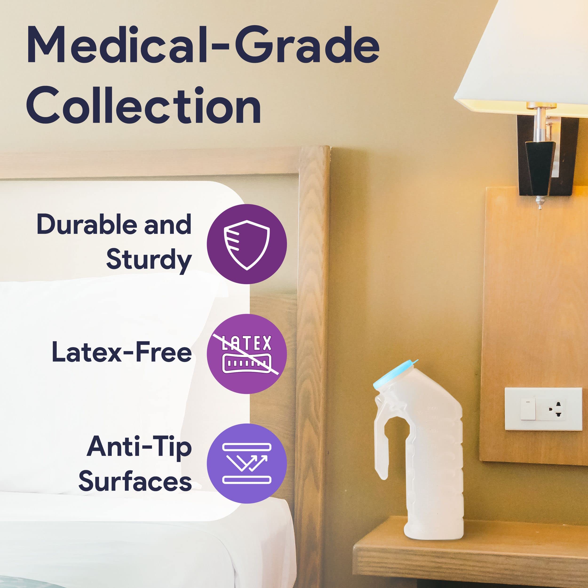 Portable Urinals for Men - Glow in The Dark Tight Seal Lid Male Urinal Bottle - Spill Proof Pee Bottles for Men - Versatile Travel Urinal - 32 oz. Urine Bottles for Men