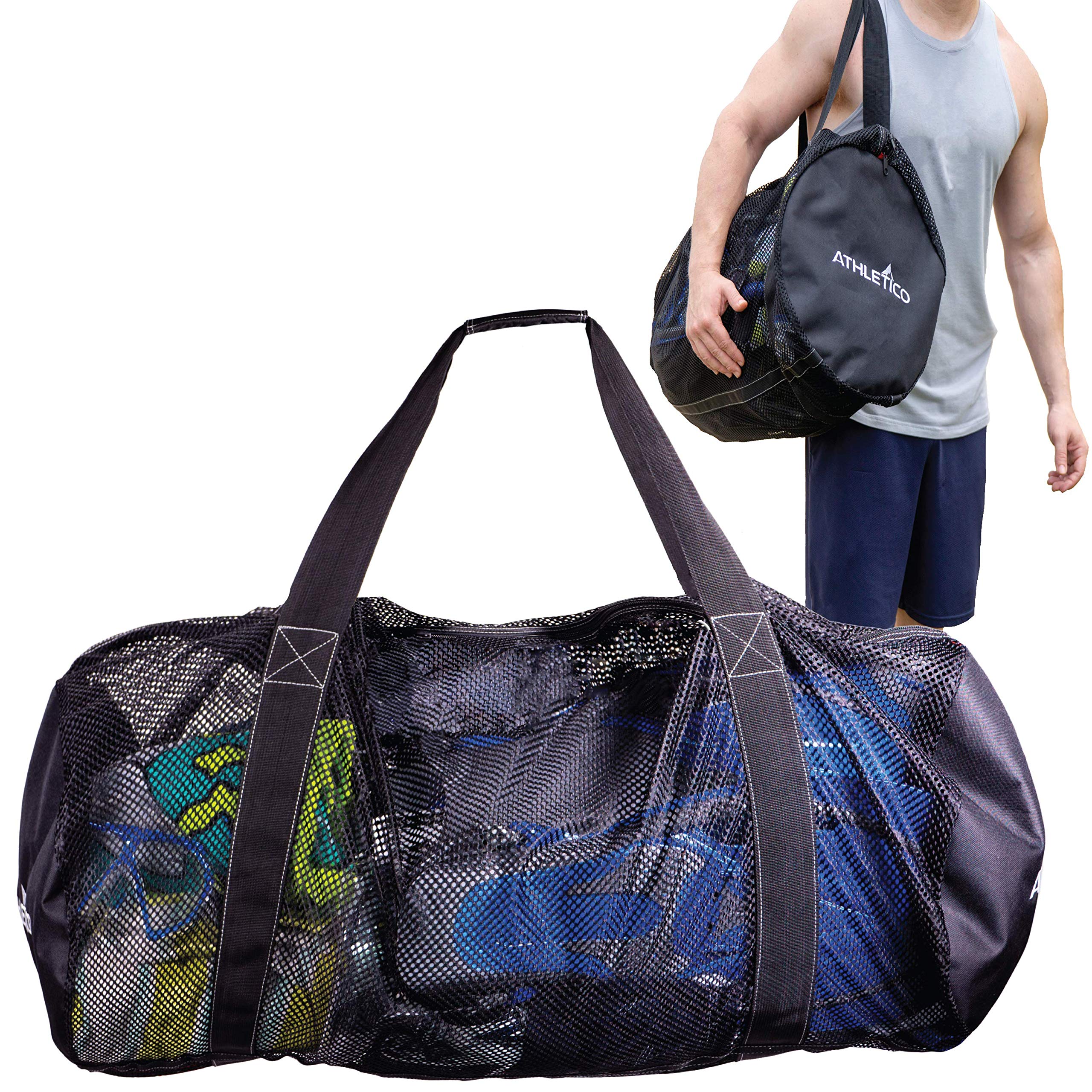 Athletico Mesh Dive Duffel Bag for Scuba or Snorkeling - XL Mesh Travel Duffle for Scuba Diving and Snorkeling Gear & Equipment - Dry Bag Holds Mask, Fins, Snorkel, and More - Acceptable