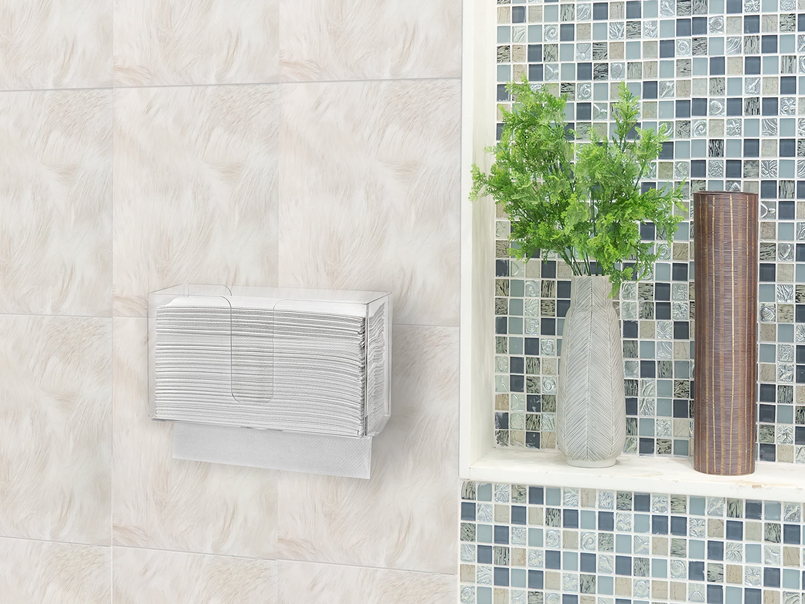 Alpine Industries Acrylic Wall-Mounted Paper Towel Dispenser - Single or Multiple Towel Retrieval - Bi Fold and C Fold - Good