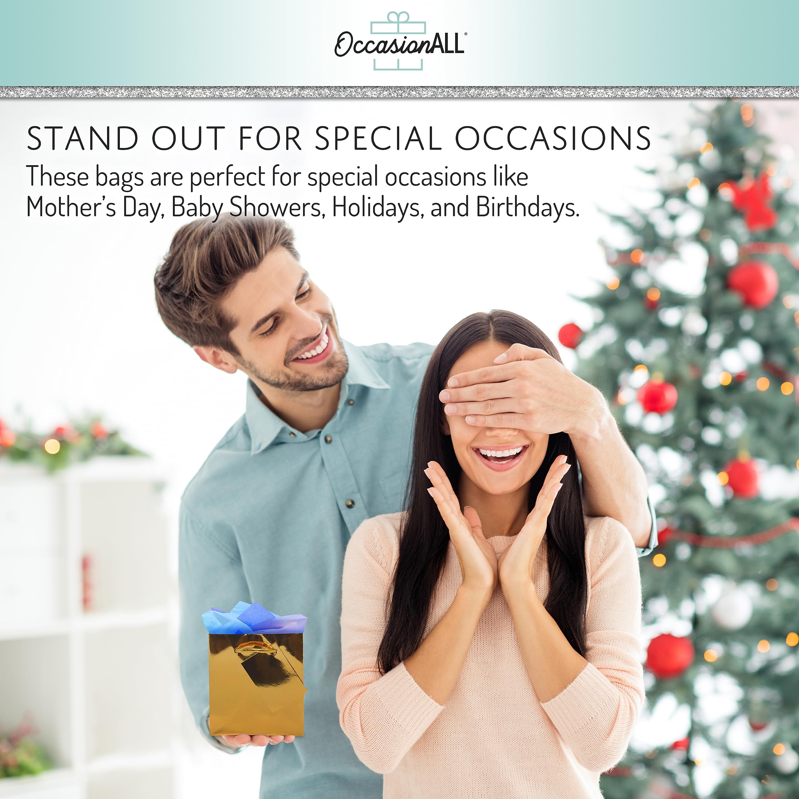 OccasionALL Assorted Red and Gold Metallic Gift Bags  - Like New