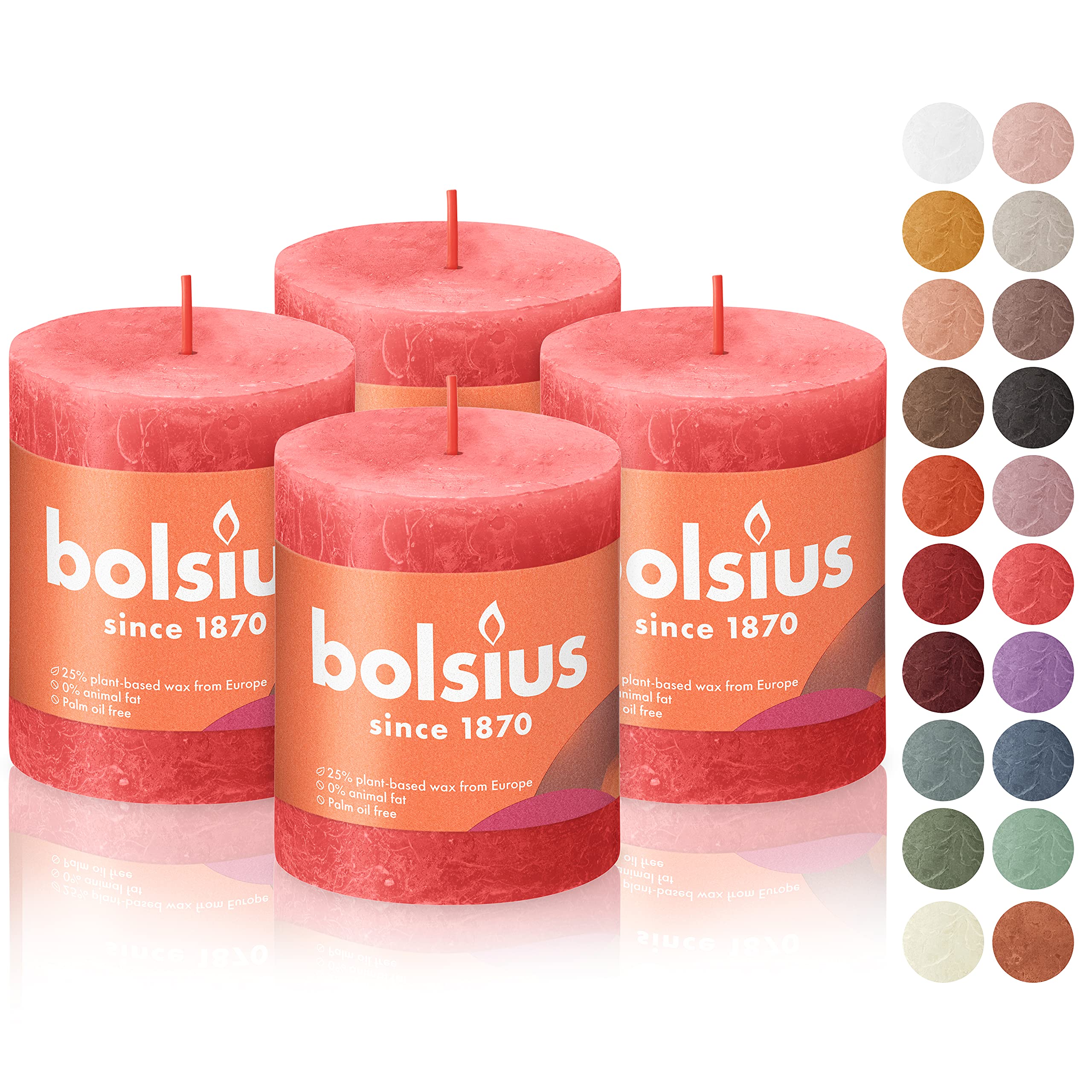 BOLSIUS Pillar Candles - Premium European Quality - Natural Eco-Friendly Plant-Based Wax - Unscented Dripless Smokeless - Good