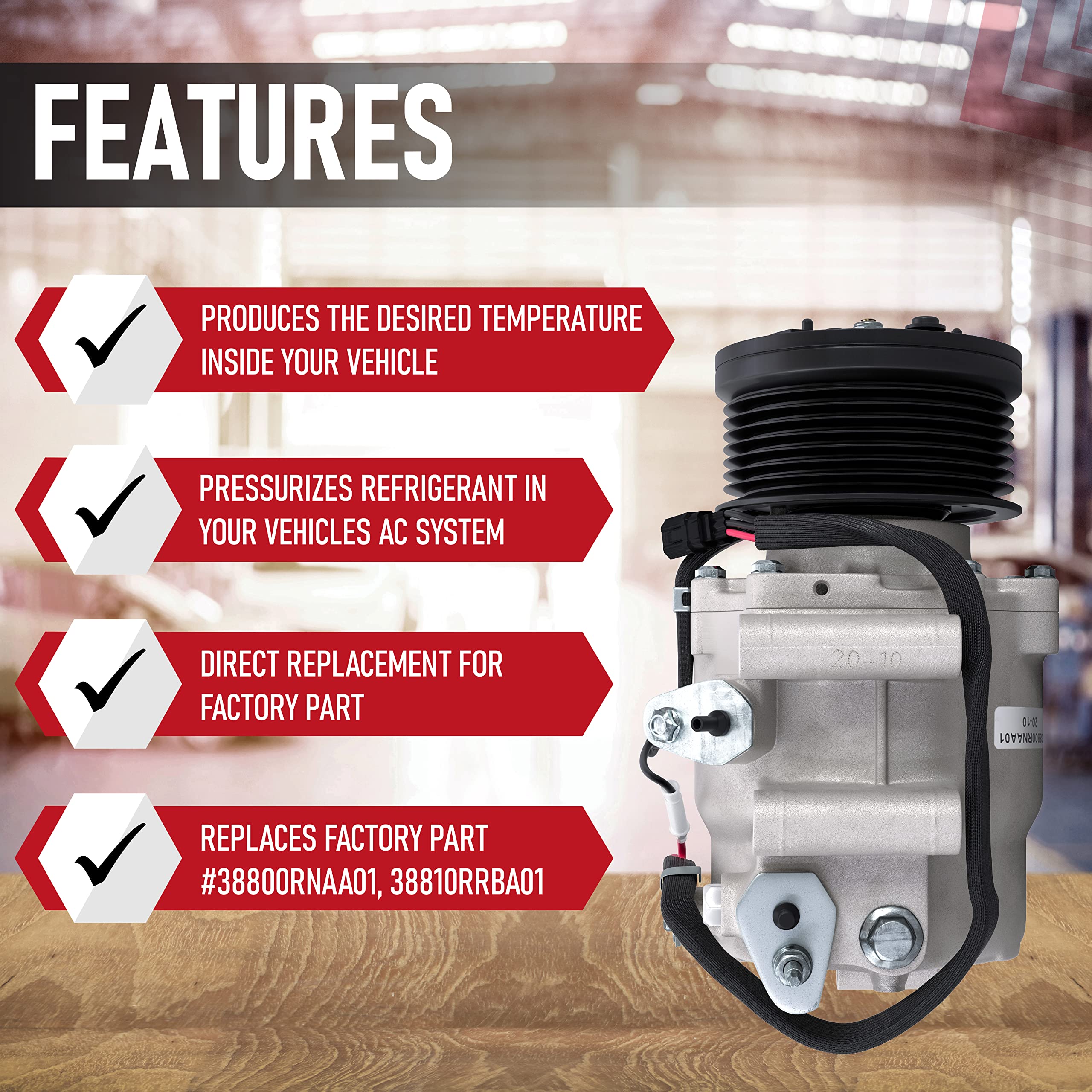 Replacement AC Compressor - Honda Civic 2006-2011 1.8L - Replaces 38810RRBA01, 38800-RNA-A010-M, 38800-RNB-A02, 38800RNAA010M2, 38800RNAA01 - Civic 06, 07, 08, 09, 10, 11 - Very Good