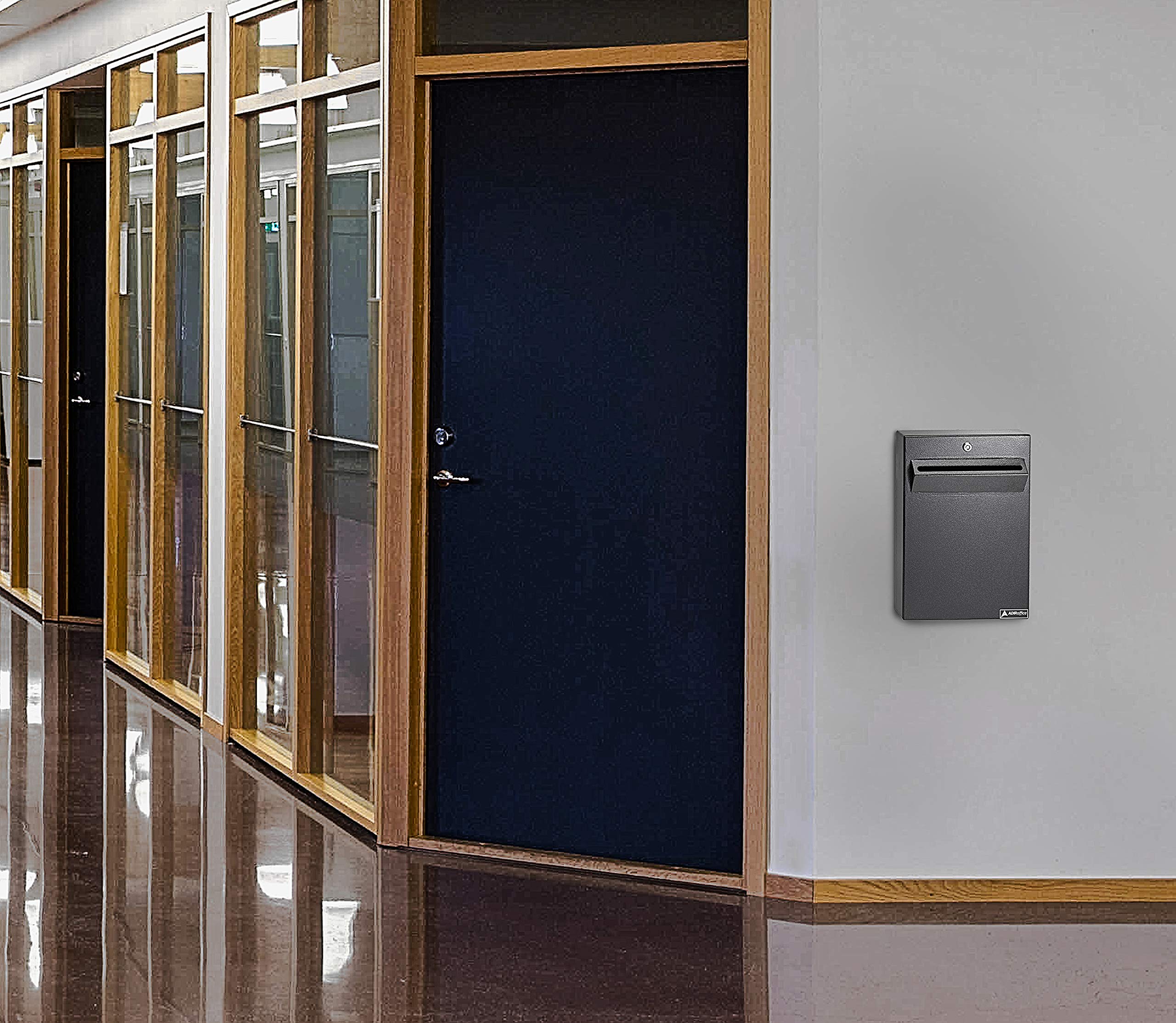 AdirOffice Wall Mount Drop Box - Heavy Duty Secured Storage with Lock - for Commercial Home Office or Business Use Variation - Very Good