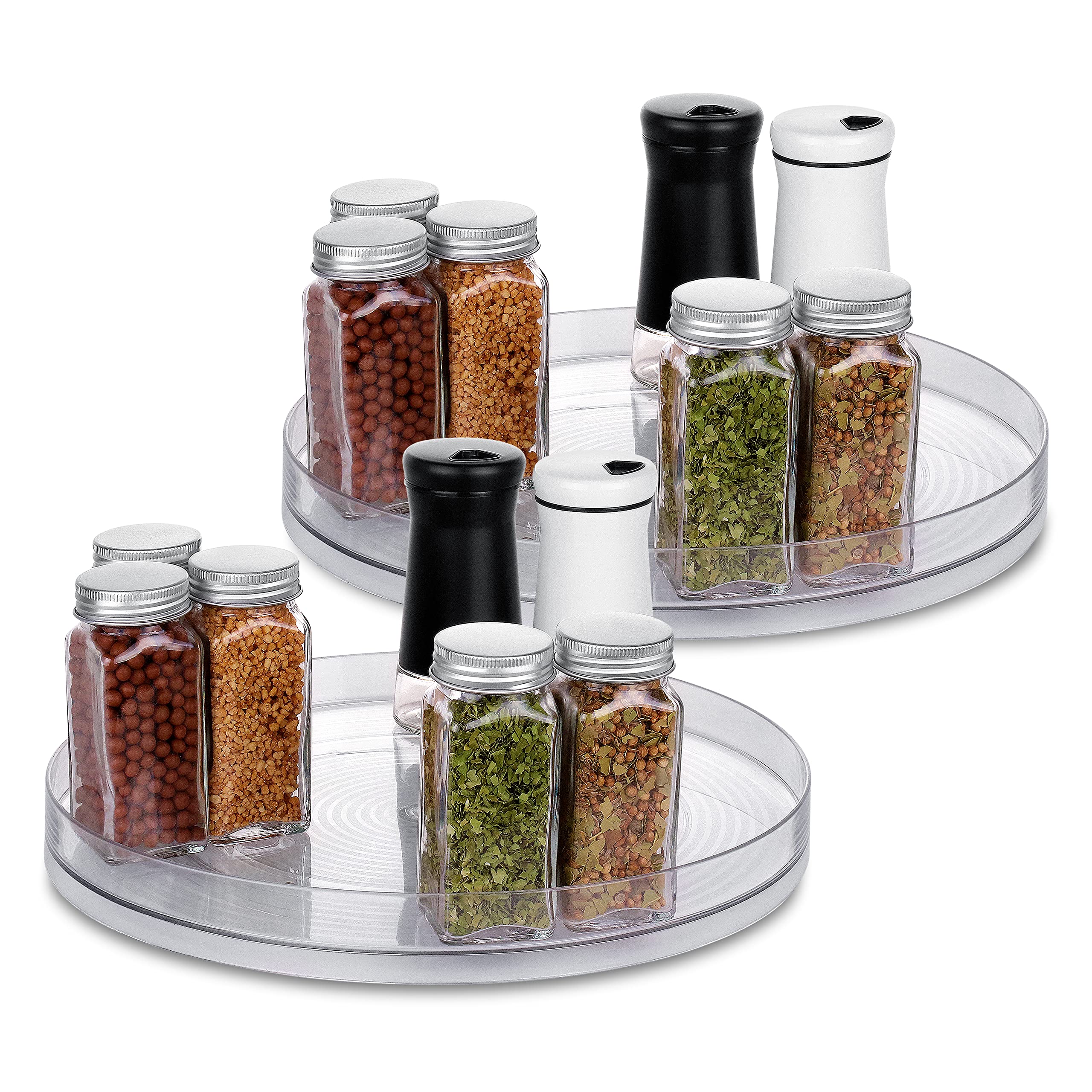 Lazy Susan Turntable Organizer - for Kitchen, Pantry, Cabinet, Dining Table, Refrigerator, Countertop - Clear Spinning Lay Susan- 11.5 Inches - by Homeries (2 Pack) - Good