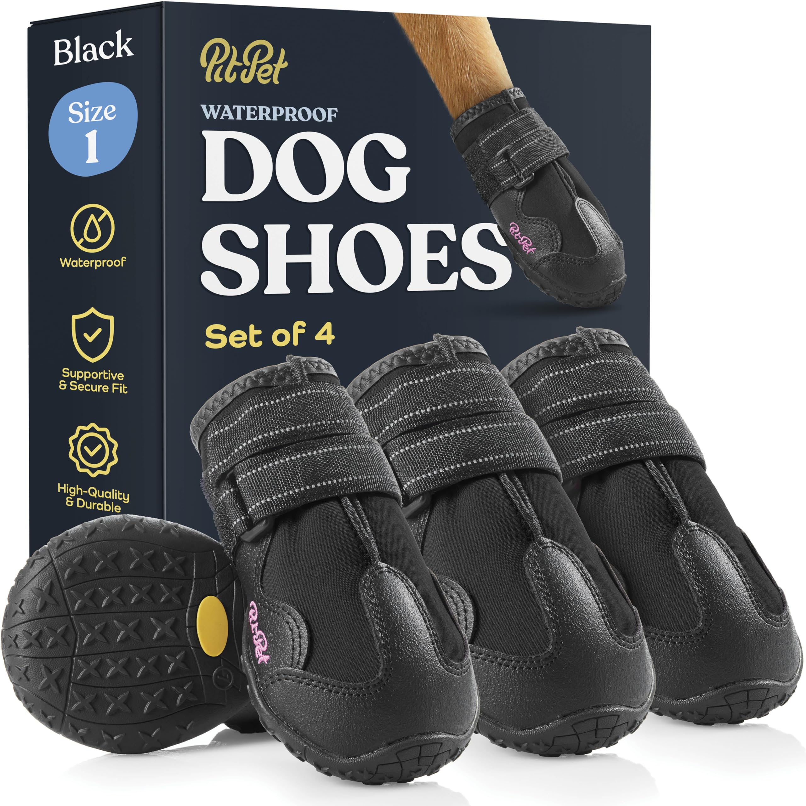 Waterproof Dog Shoes - Stylish Designed Shoes for Dogs - Dog Boots with Non-Slip Rubber Bottom Protects Paw from Hot or Cold Pavement, Dog Booties with Reflective Straps for Dogs Safety, Puppy Shoes.  - Like New