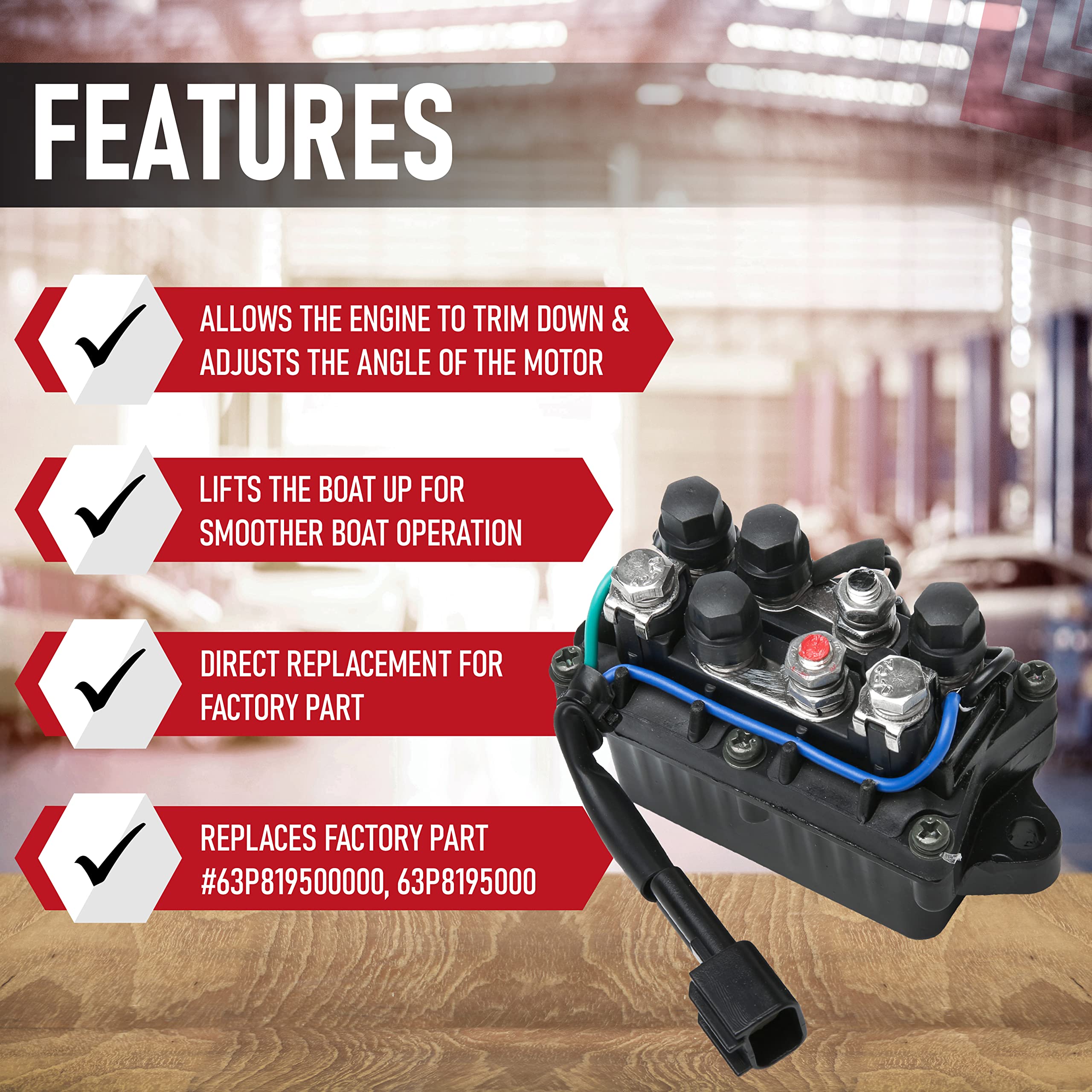 Replacement Tilt Relay - Compatible with Yamaha Outboard Motors 4 Stroke Engine- F25HP, F40HP, F50HP, F60HP, F75HP, F90HP, F150HP, F225 TLR HP, F250HP- Replaces 63P-81950-00-00 - Boat Power Trim Relay - Like New