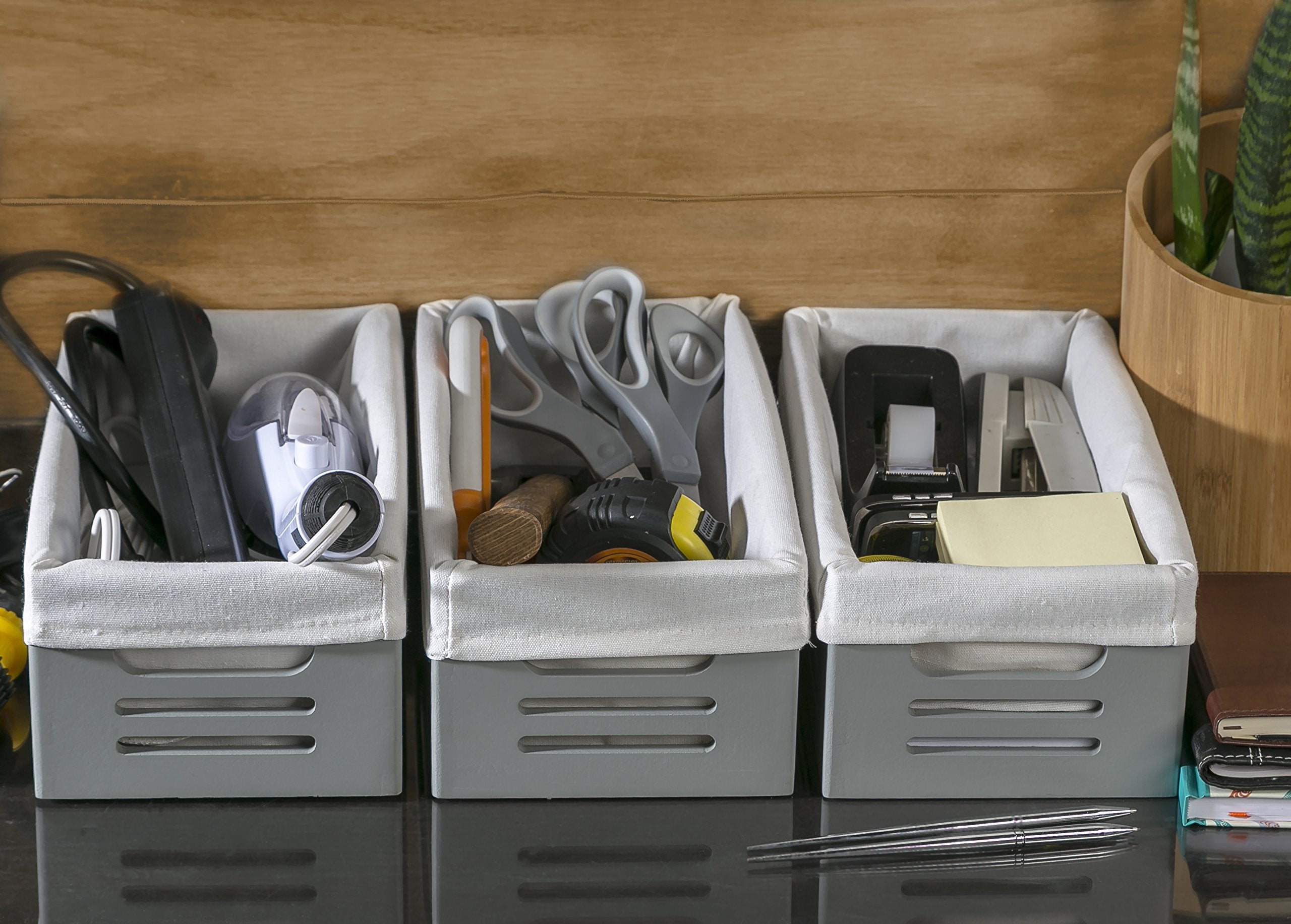 Wooden Bins Gray - Like New