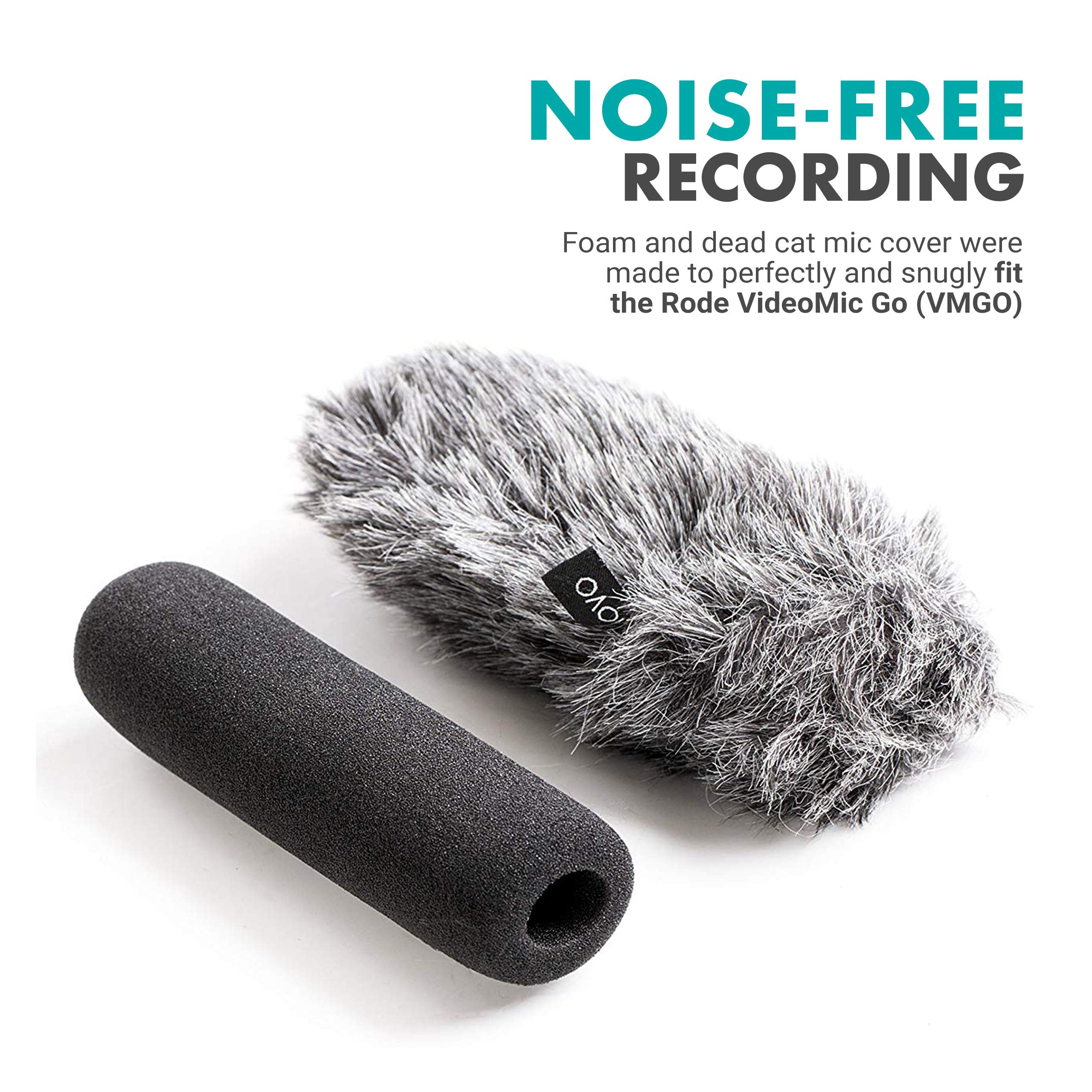 Movo WS-G7 Foam and Furry Indoor, Outdoor Microphone Windscreen Combo Pack - Custom Fit for Rode VideoMic Go - Like New