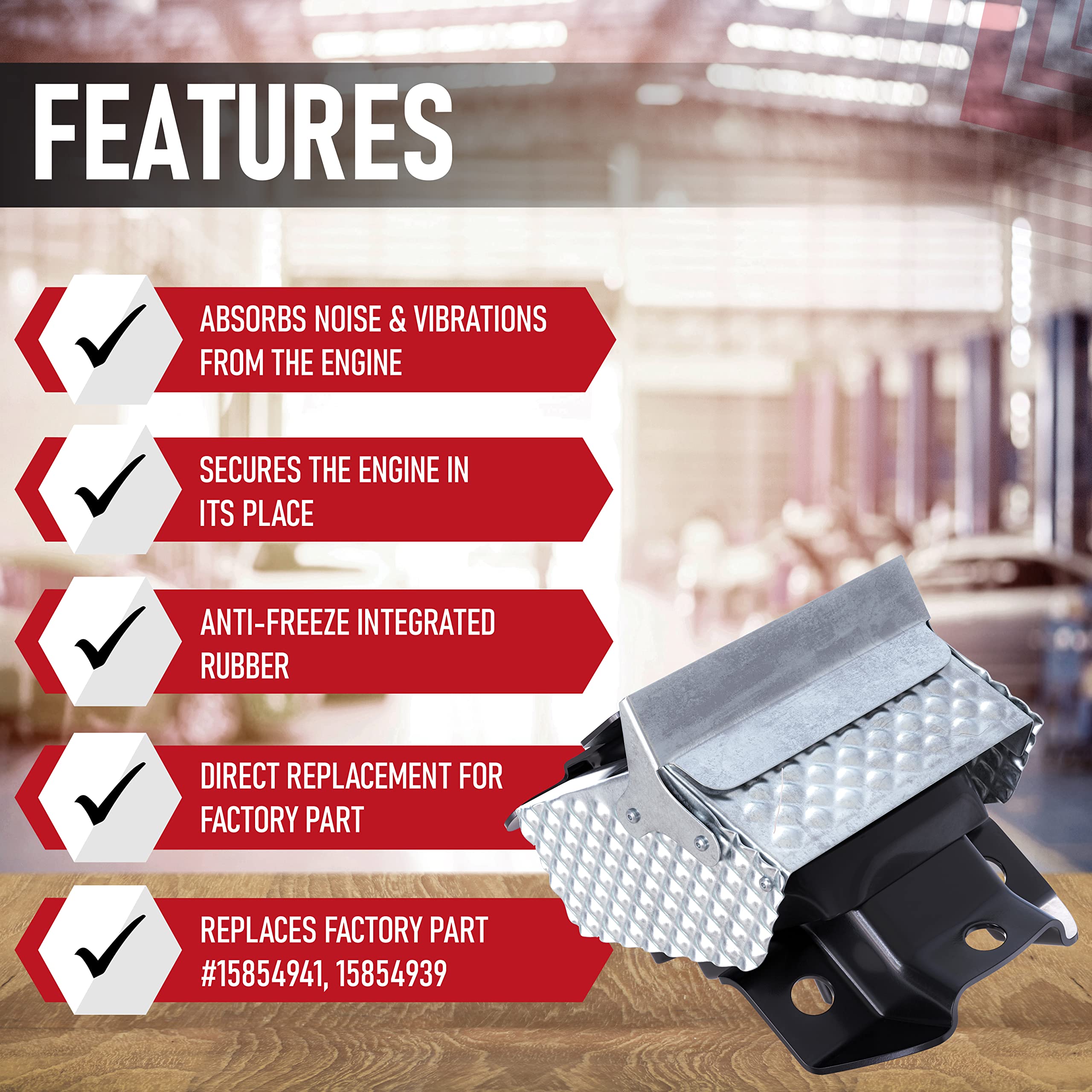 Engine Motor Mount Set of 2 with Heat Shield - Compatible with Chevy, Cadillac & GMC - 07 - 14 Escalade, Silverado, Suburban, Tahoe, Sierra, Yukon - Replaces 15854939,15854941, A5365 - Engine Mounts - Very Good