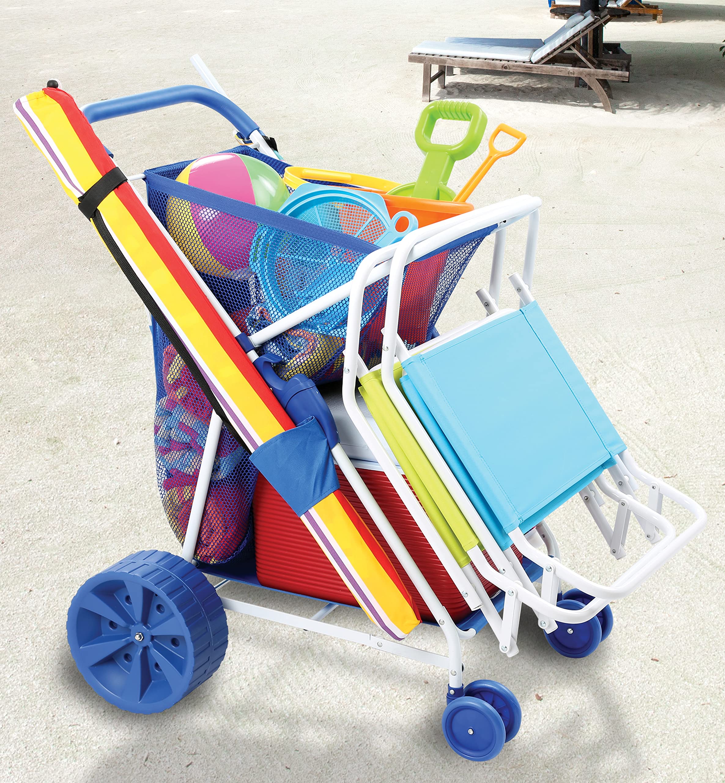 Bundaloo Beach Cart with Big Wheels for Sand - Foldable Wagon with Large Capacity and Easy Transports Beach Gear  - Very Good
