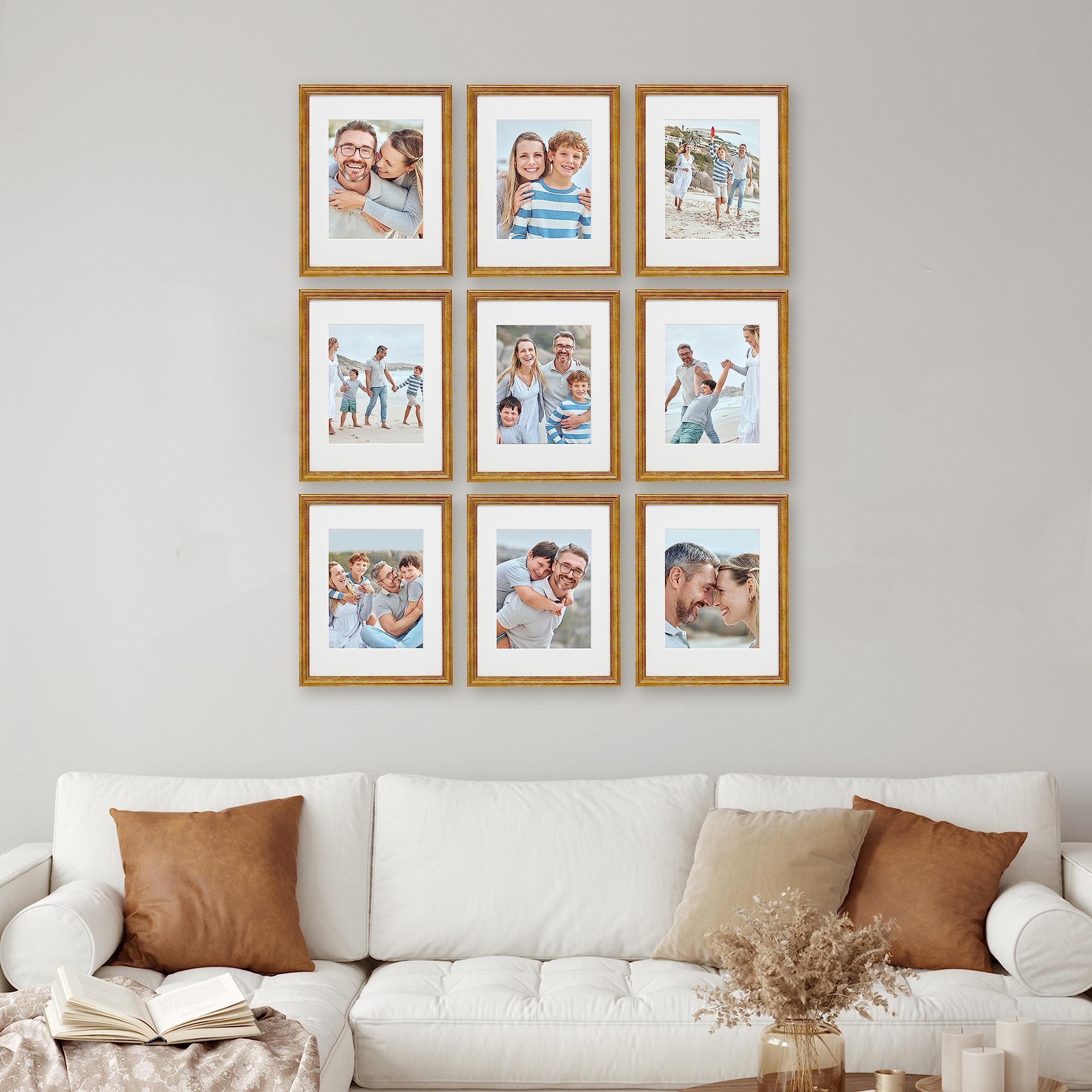 Sheffield Home 9 Piece Gallery Wall Frame Set,12x12 in, Matted to 8x8 Parent - Like New