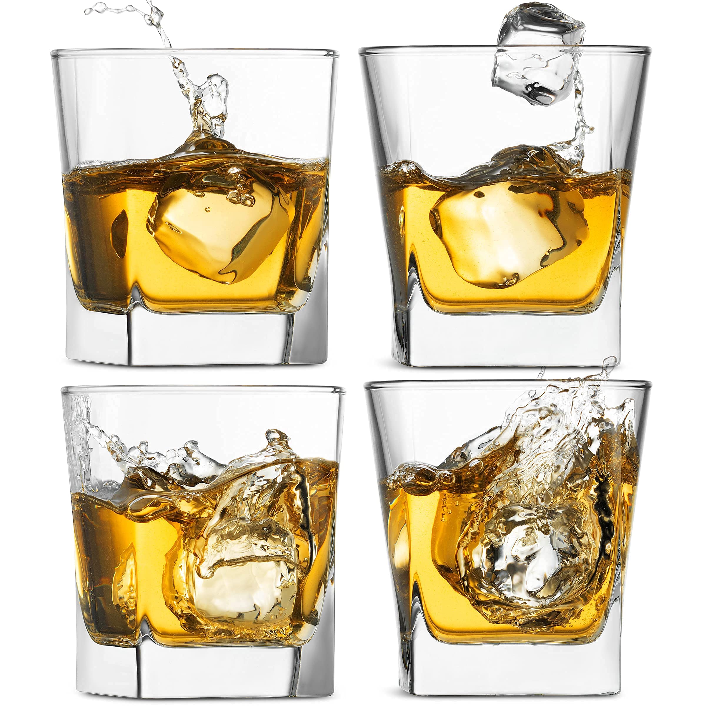 Red Series 10 oz. Square Double Old Fashioned Glass (Set of 4) - Like New