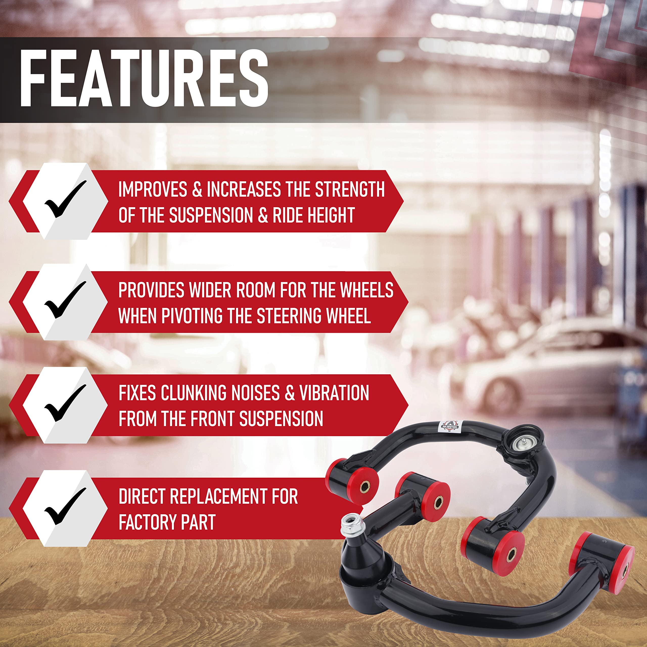 Replacement Upper Control Arm Suspension Kit - 0-2" Lift Alignment - Compatible with Ford Vehicles - 2004-2020 F-150 - Black Tubular Left and Right Control Arms - Very Good