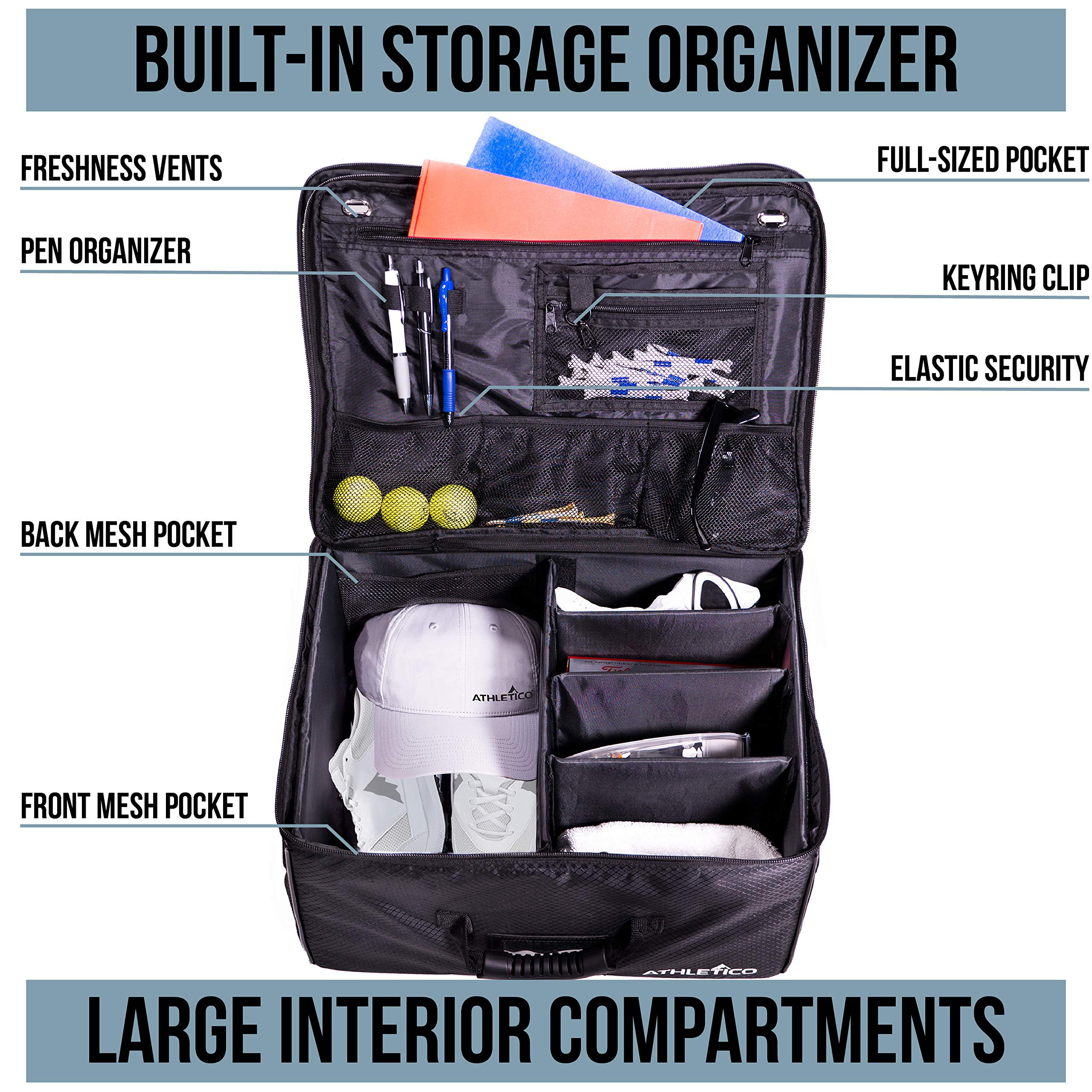 Athletico Golf Trunk Organizer Storage - Car Golf Locker to Store Golf Accessories | Collapsible When Not in Use - Good