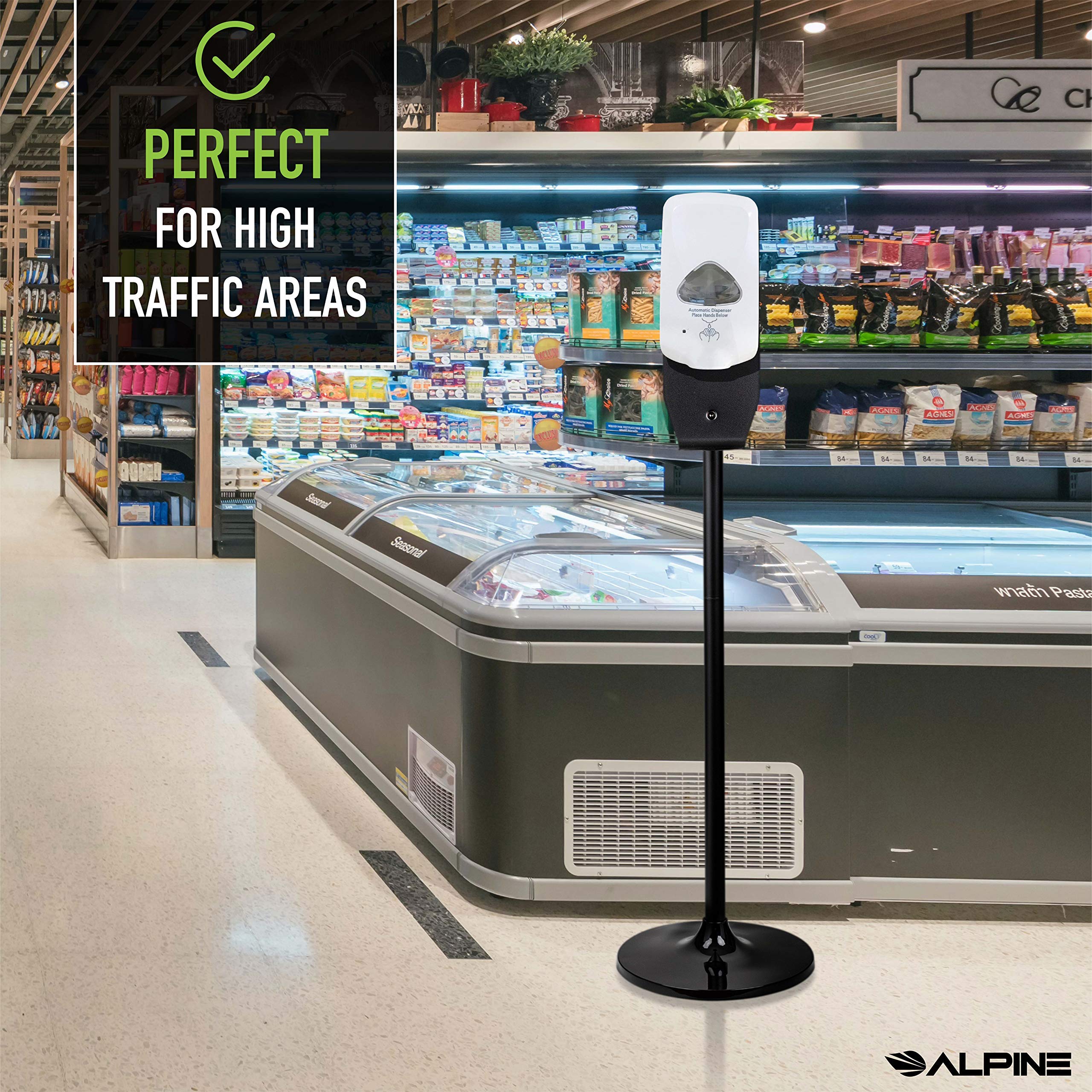 Alpine Automatic Hand Sanitizer Dispenser - Touchless Dispenser for Restaurant, Hospital, School, Hotel, Kitchen and Bathroom - Black Variation - Very Good