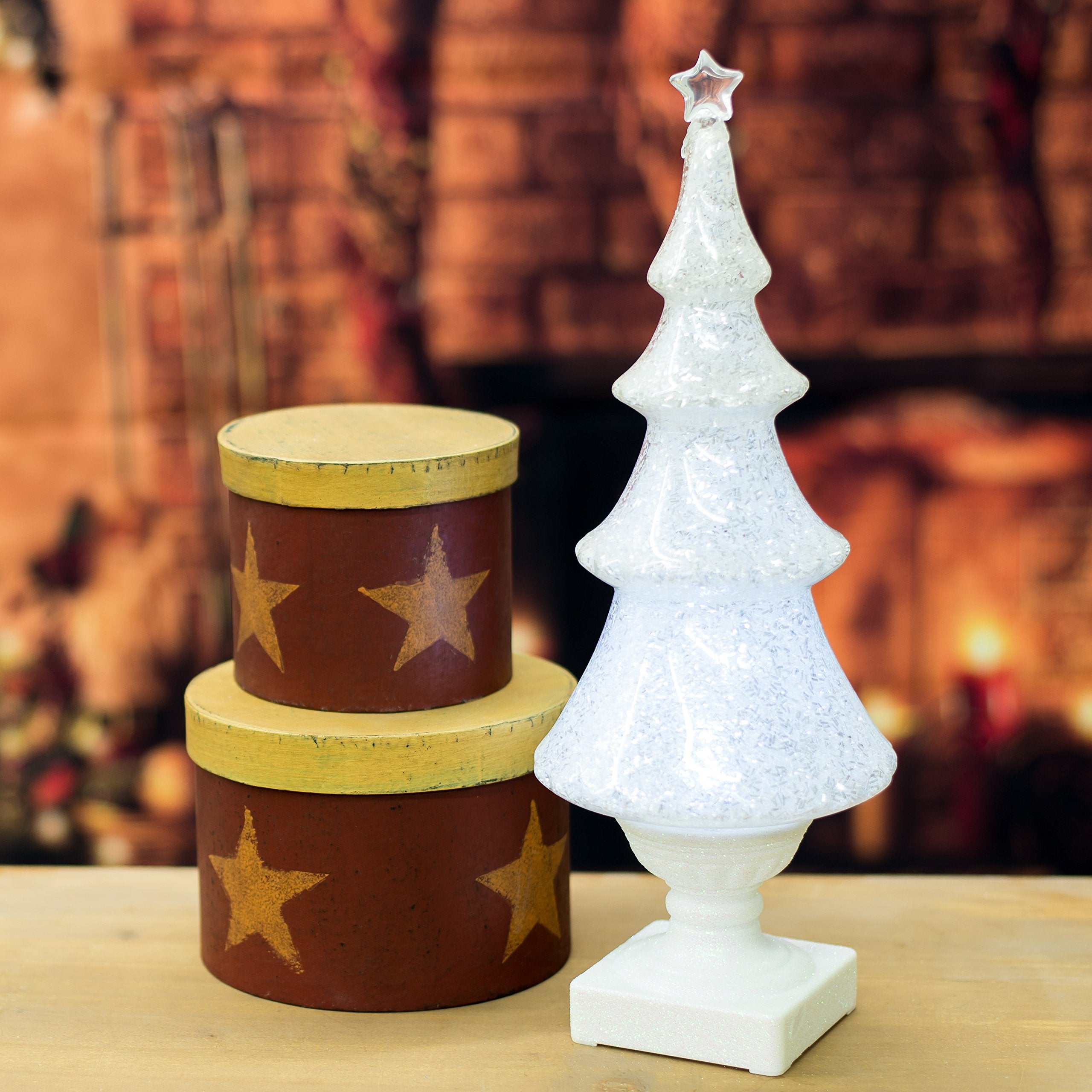 Roman Glitter Ice LED Light Up 14 Inch Plastic Christmas Tree Tabletop Figurine - Very Good