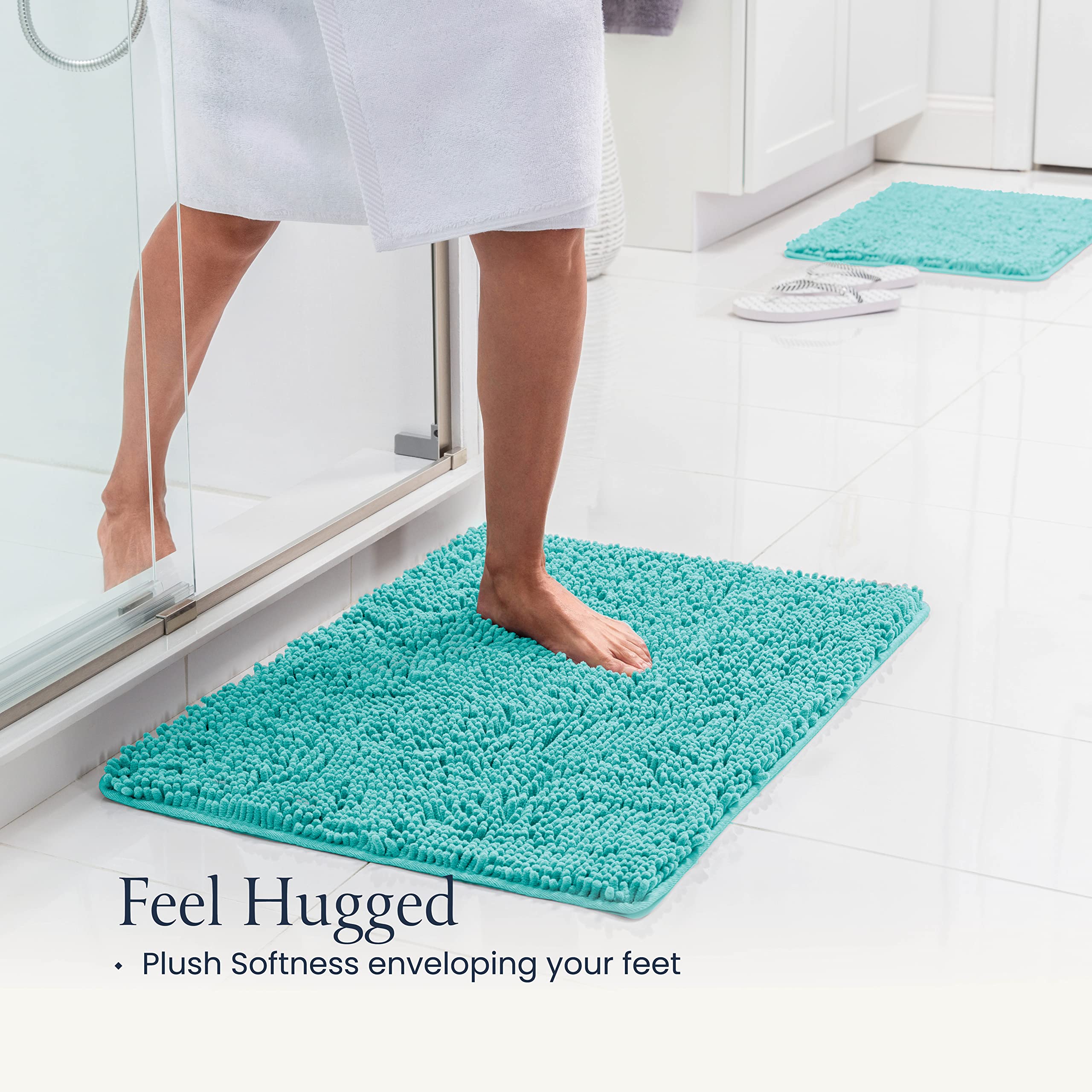 BELADOR Bathroom Rugs Sets 2 Piece - Plush Bath Mat Set Quick-Dry Soft Chenille Bathroom Mat with Rubber Backing, Absorbant Bathroom Rug Set, Washable Bath Rugs for Bathroom- Bath Mats 24x17 + 30x20 - Very Good
