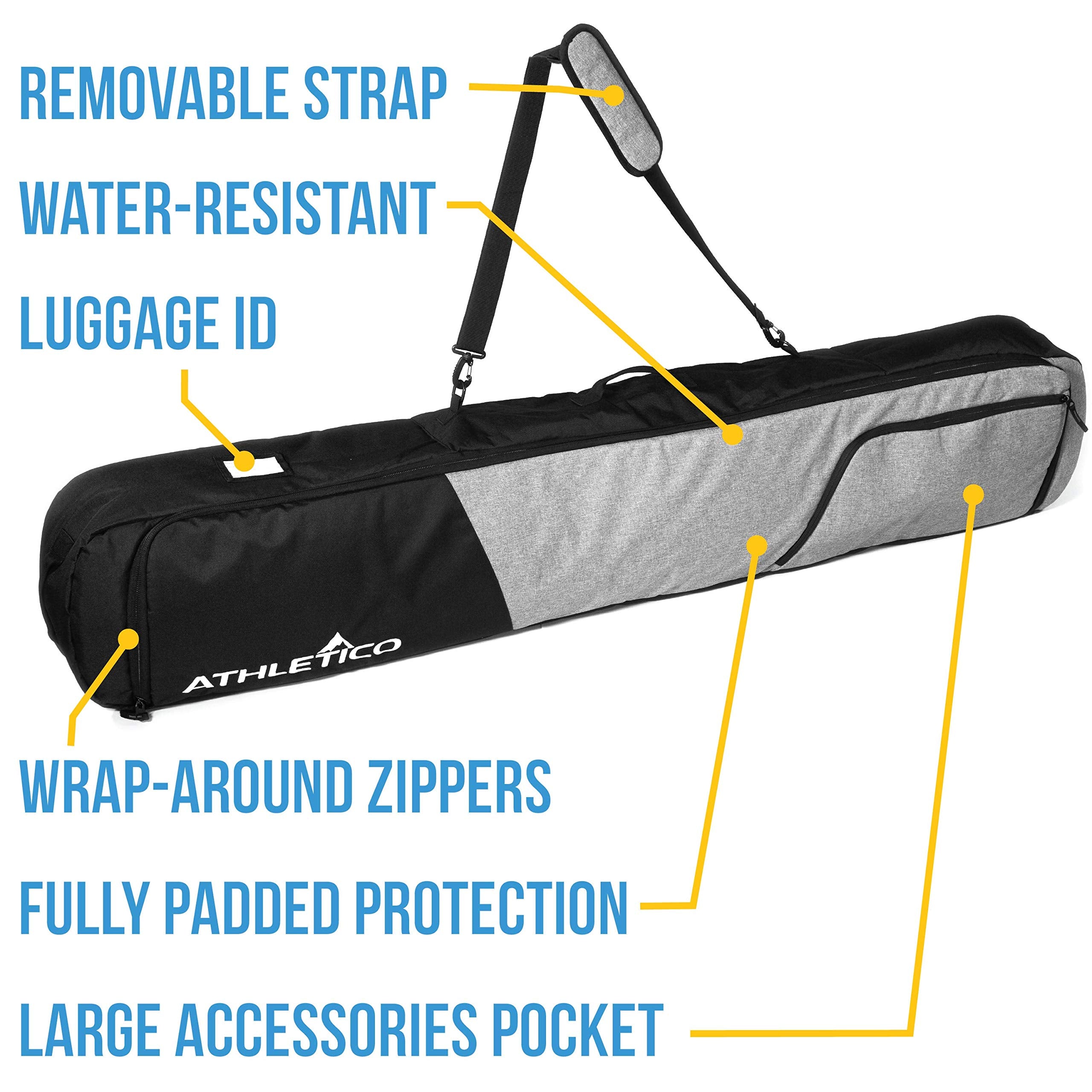 Athletico Peak Padded Snowboard Bag - Travel Bag for Single Snowboard and Snowboard Boots - Acceptable