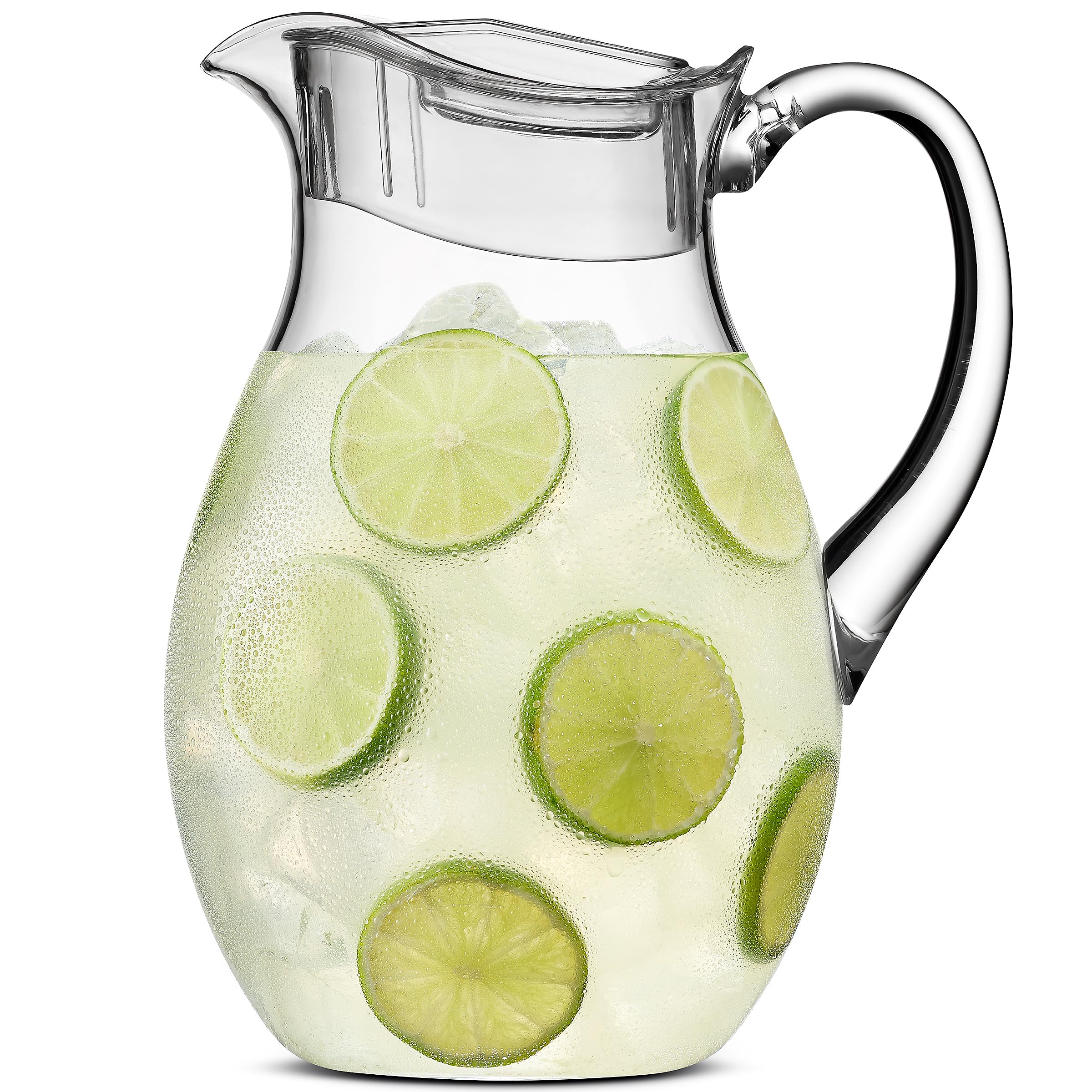MosJos Acrylic Pitcher (72 oz), Clear Plastic, Water Pitcher with Lid, Shatterproof, BPA-Free Clear Pitcher, Ideal for Sangria, Lemonade, Juice, Iced Tea & More (Clear) - Very Good