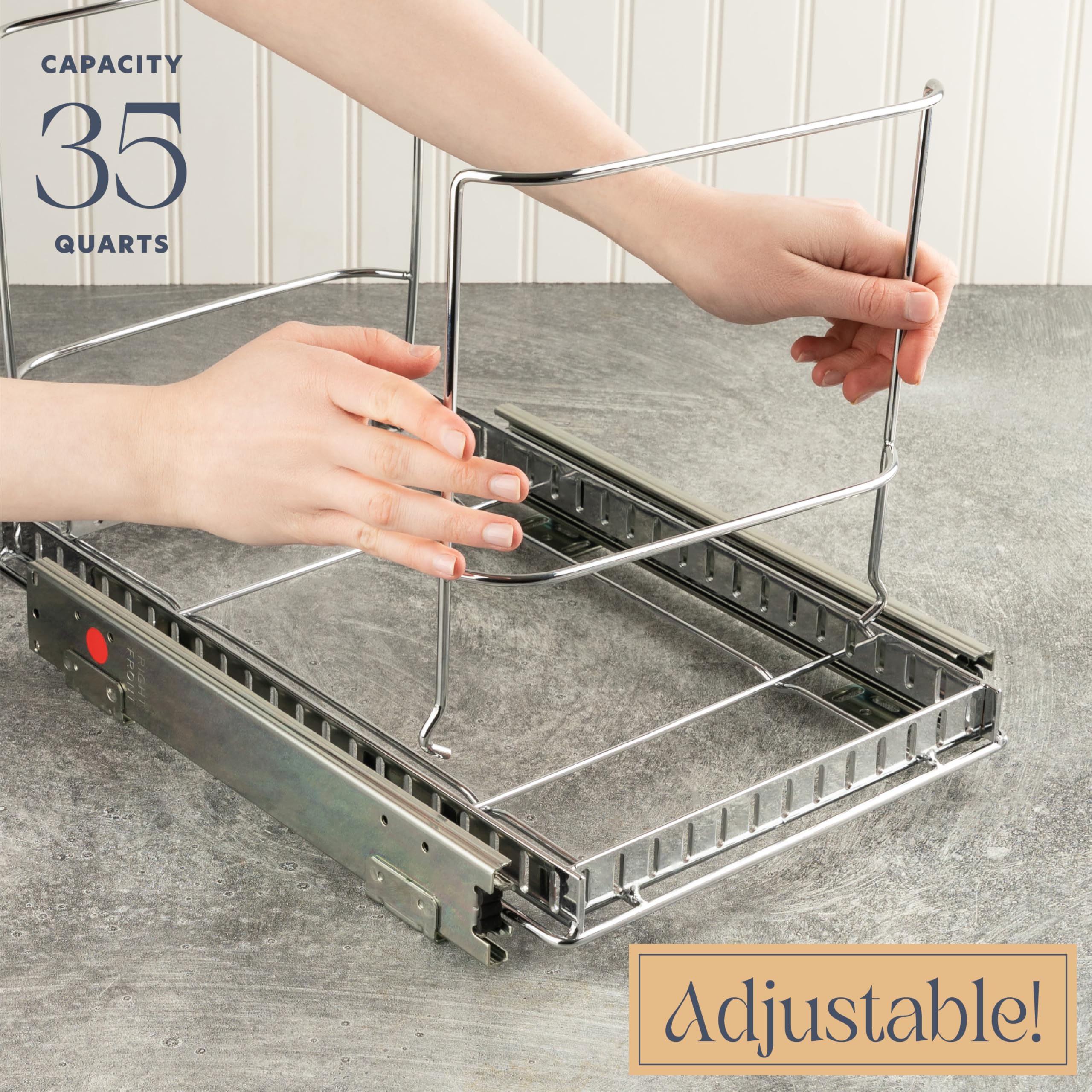 Hold N� Storage Pull Out Trash Can Under Cabinet, 11�W x 16��D- Fits Most 35 Qt. Cans�Heavy Duty with Lifetime Limited Warranty- can Not Included - Install Length or Widthwise-Anti Rust Chrome Finish - Like New