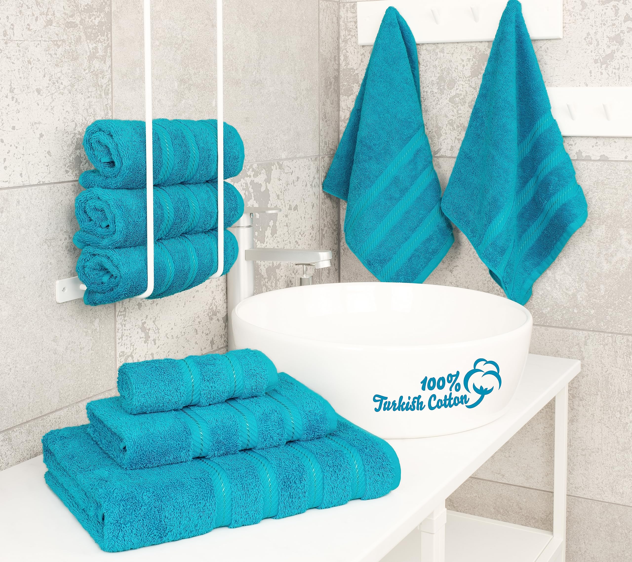 American Soft Linen Bath Towels for Bathroom, 100% Turkish Cotton Large Bath Towel Sets - Like New