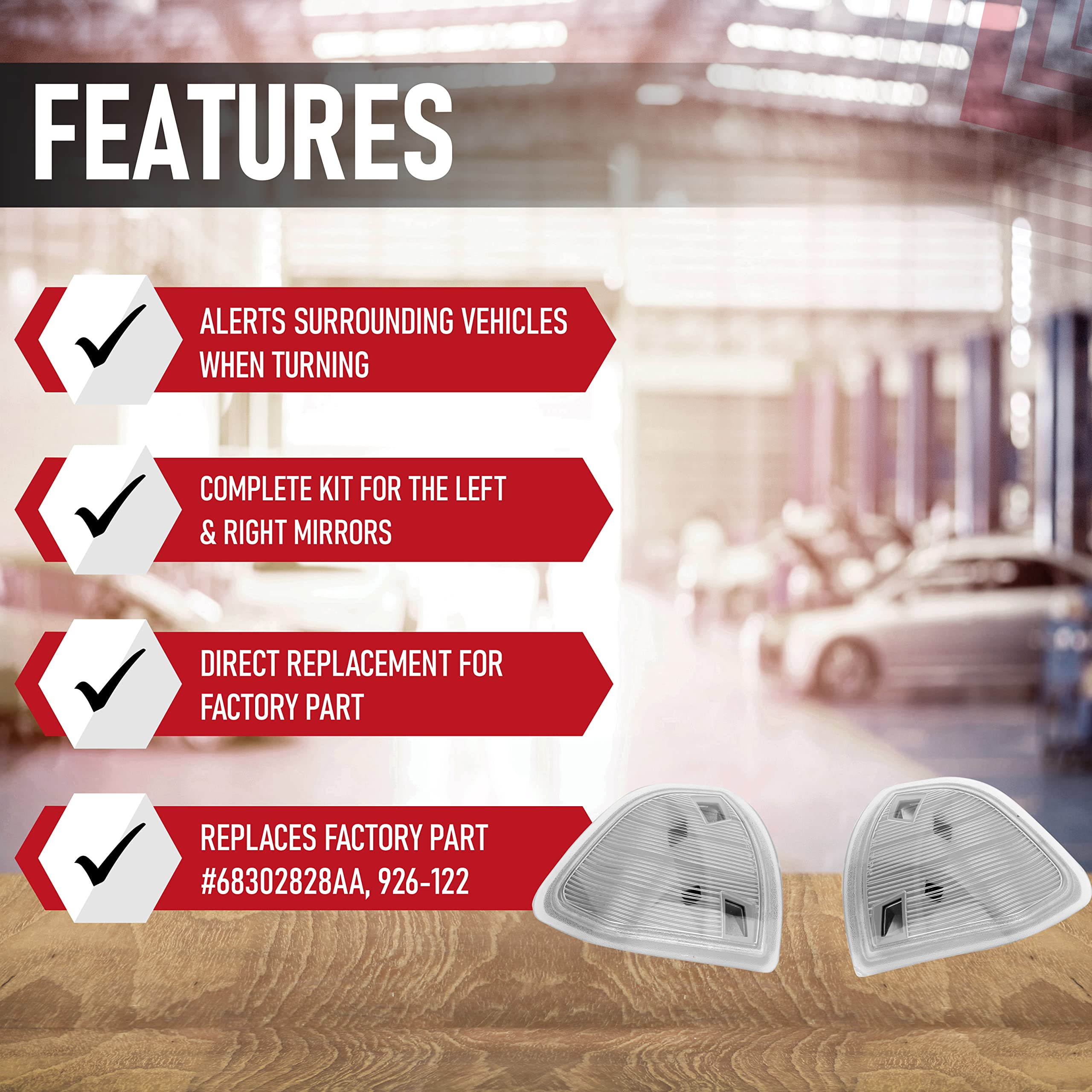 Replacement Side Mirror Turn Signal Light Lamp Set - Replaces 68302828AA, 926-122, 68261240AA - Compatible with Dodge Trucks - Ram 1500, Ram 2500, Ram 3500, 4500, 5500 - Left and Right Blinkers - Like New