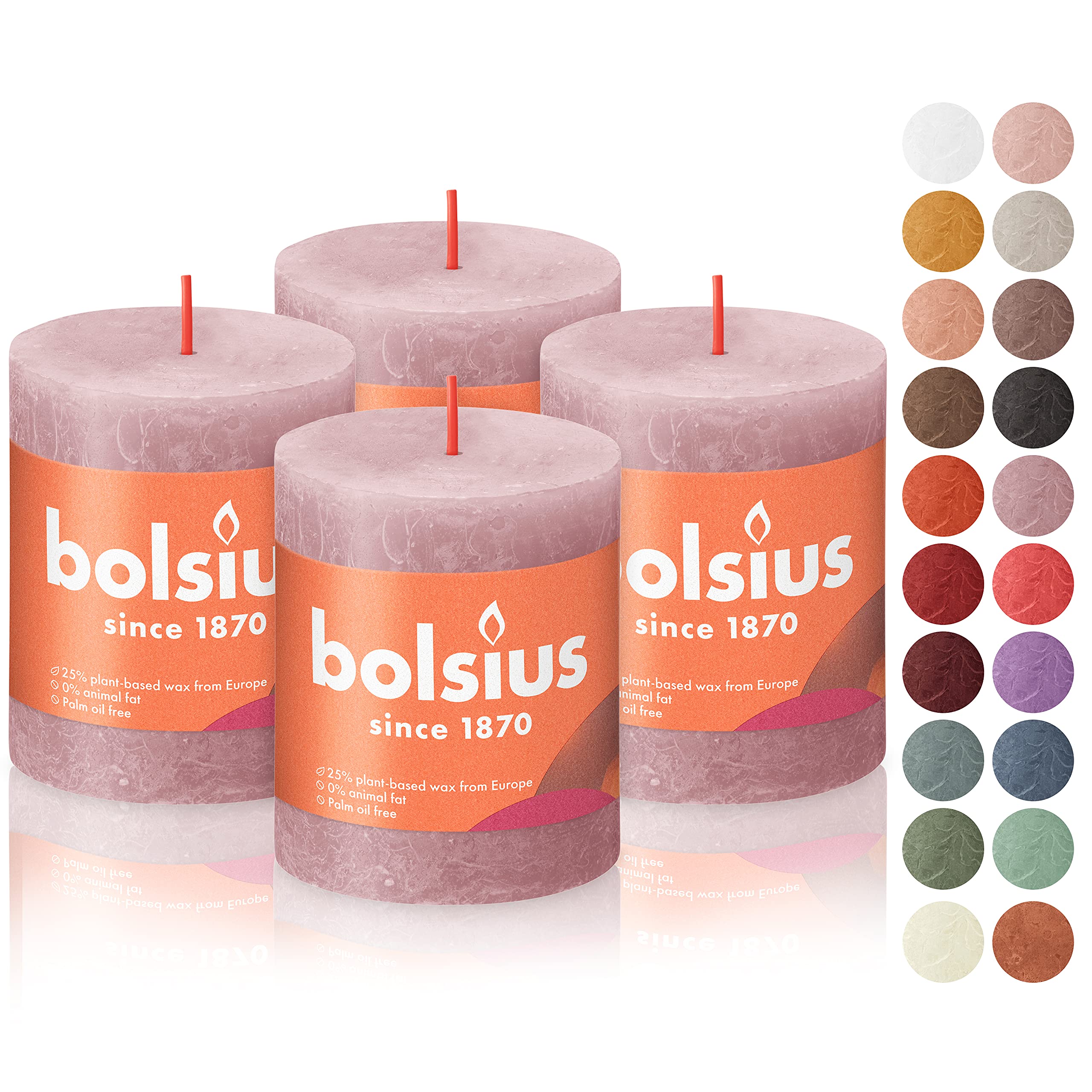 BOLSIUS Pillar Candles - Premium European Quality - Natural Eco-Friendly Plant-Based Wax - Unscented Dripless Smokeless 35 Hour Party and Wedding Candles - Collectible Very Good