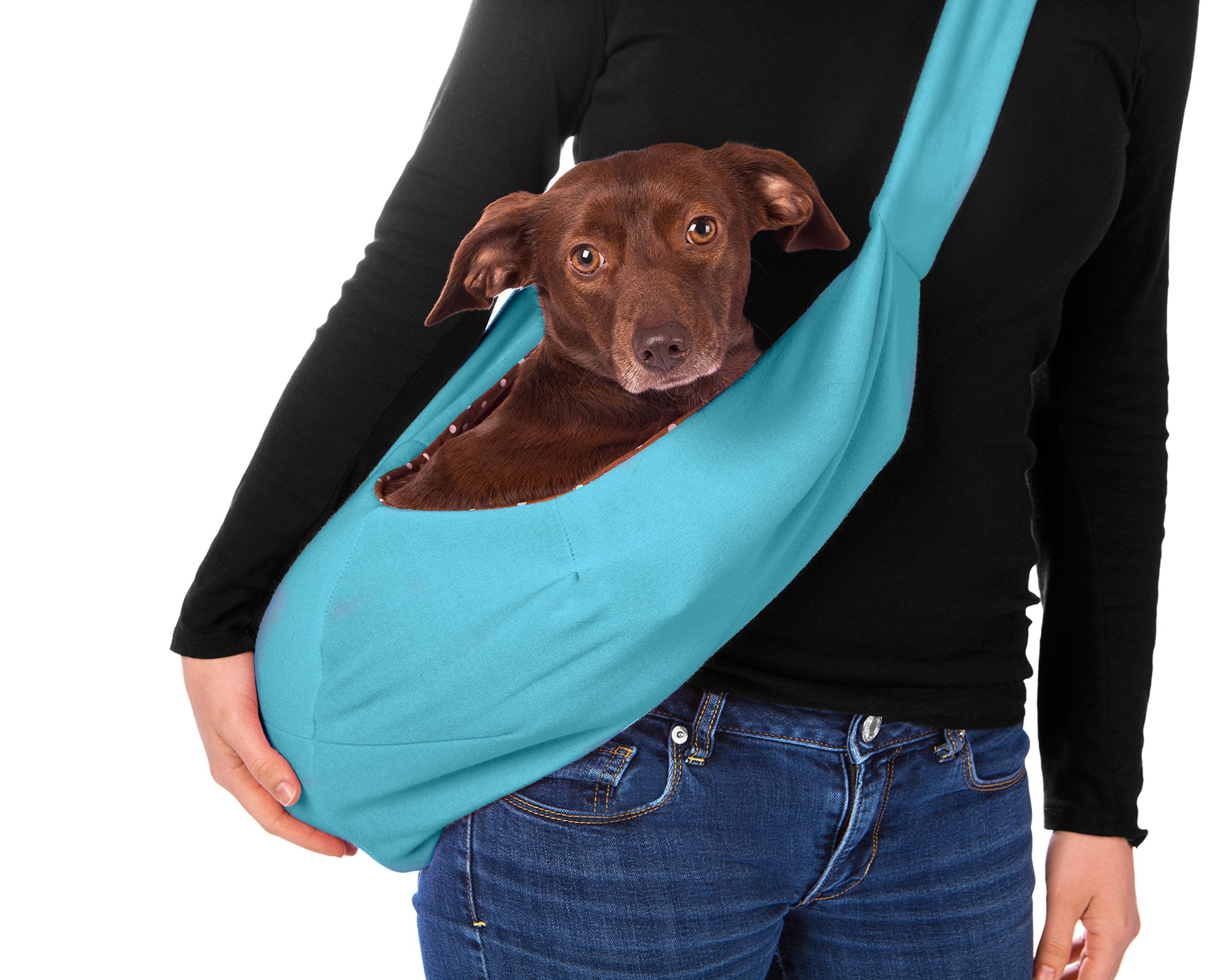 iPrimio Dog and Cat Sling Carrier – Hands Free Reversible Pet Papoose Bag - Soft Pouch and Tote Design – Suitable for Puppy, Small Dogs, and Cats for Outdoor Travel  - Acceptable
