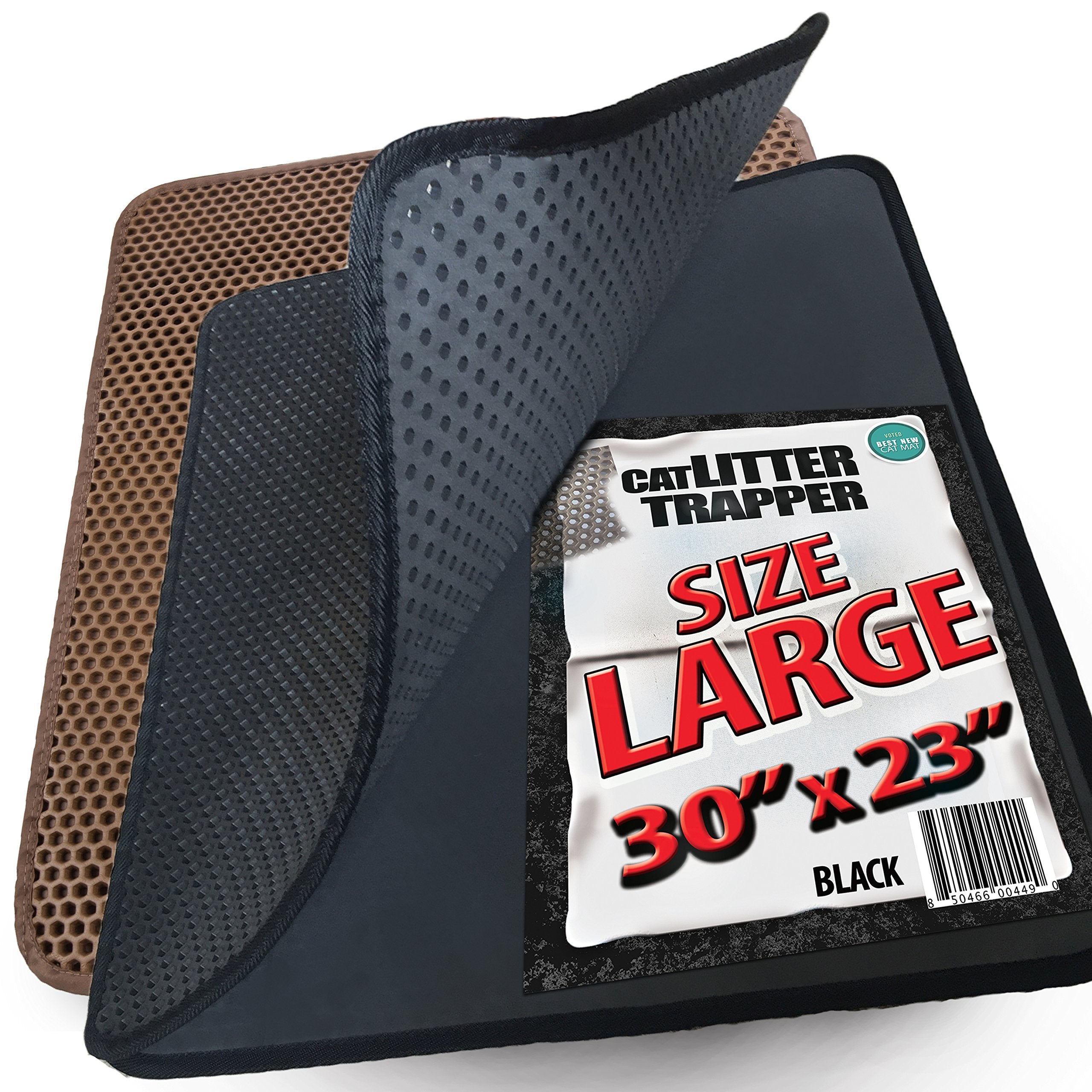 iPrimio Large Cat Litter Trapper Mat with Exclusive Urine/Waterproof Layer - Cat Litter Mat - Larger Holes with Urine Puppy Pad Option for Messy Cats - Soft on Paws and Light - 30" x 23" (Black Color) - Like New