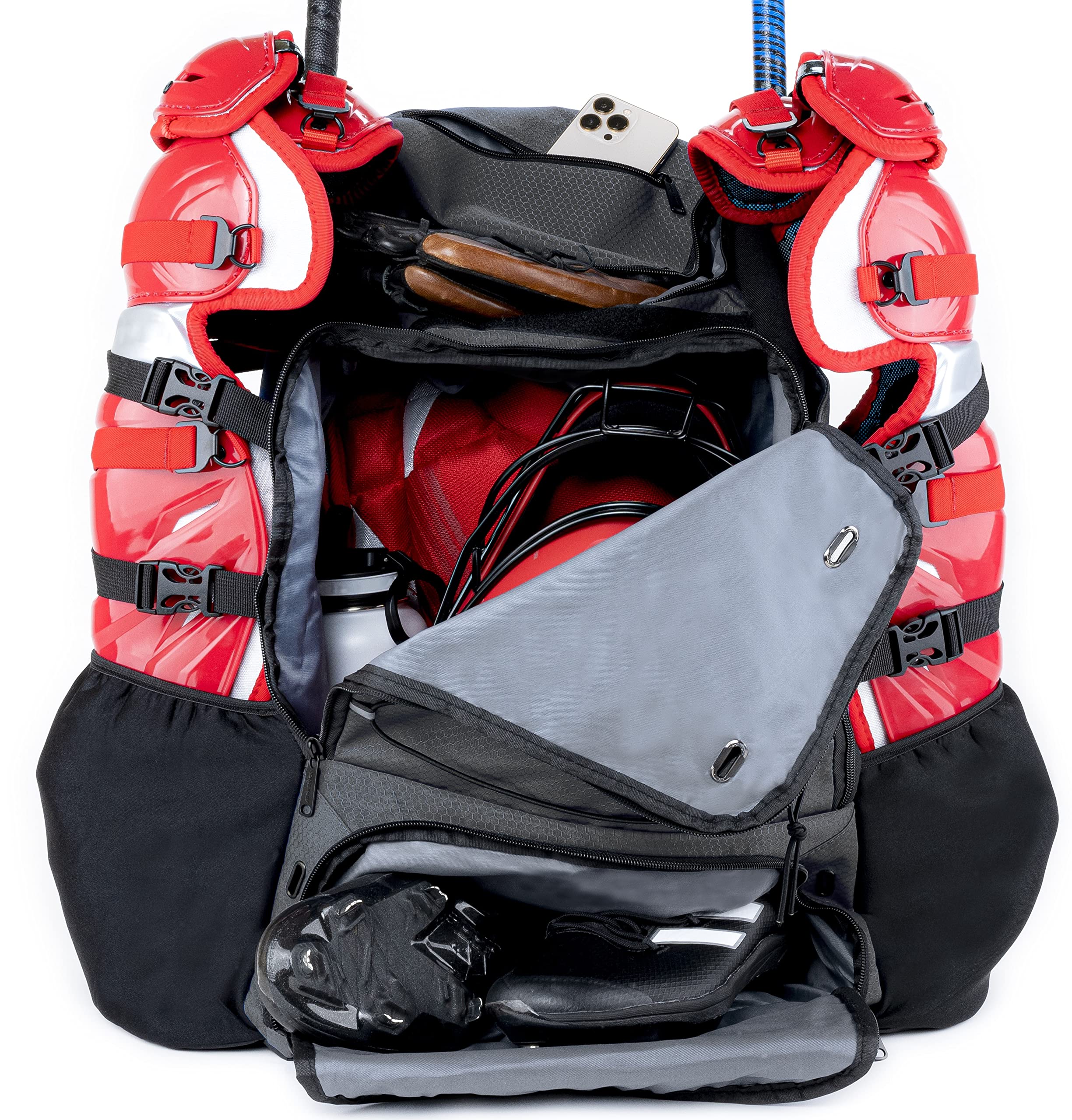 Athletico Dominator Baseball Bag - Softball Bat Bag with Shoes Compartment for Youth, Boys and Adult, Lightweight Baseball Bag with Fence Hook Hold TBall Bat, Batting Mitten, Helmet, Caps, Teeball Gear  - Good