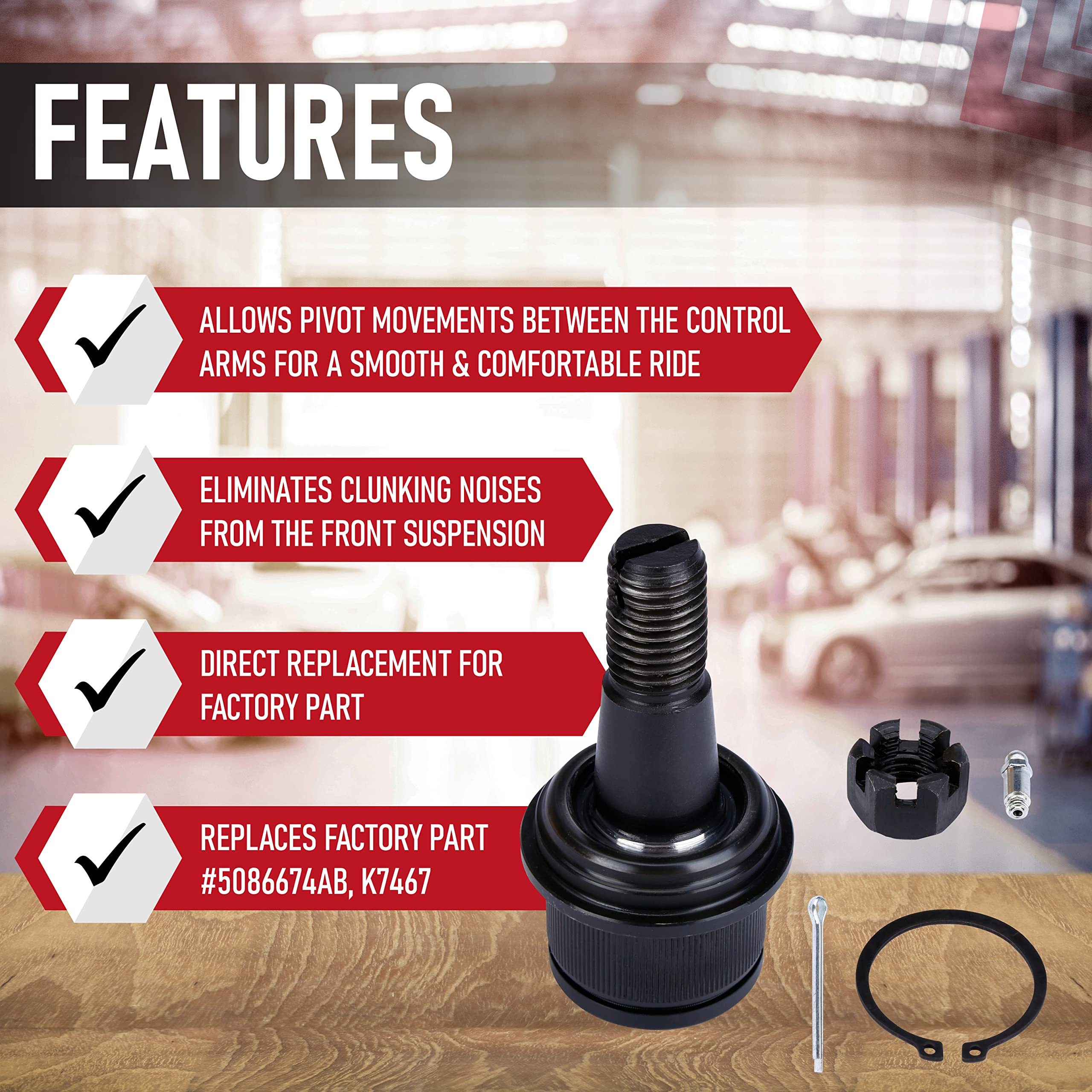 Front Lower Ball Joint Kit - Compatible with Dodge and Ram 4x4 Trucks - 2006-2008 Ram 1500, 2003-2013 Ram 2500, 3500 4WD - Replaces K7467, BJ82295, 5086674AB - Four Wheel Drive - Like New