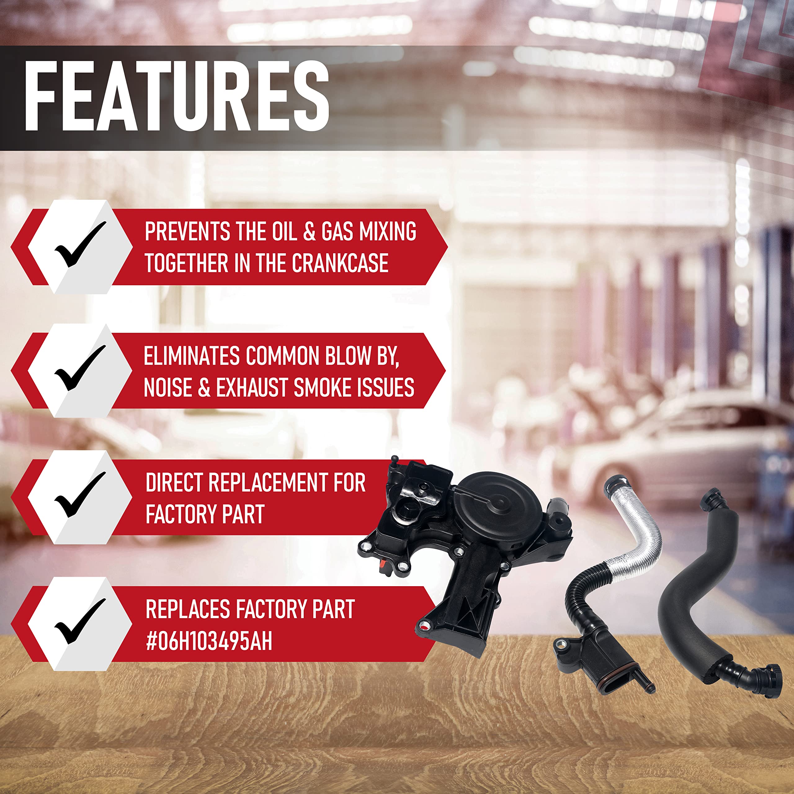 PCV Crankcase Vent Valve Breather Hose Kit - Compatible with Audi & Volkswagen Vehicles - 2.0L Turbo A3 8P, A5 B8, Q5, Golf GTI MK5, MK6, Jetta, Tiguan - Replaces 06H103495AH, 06H103495AC, 06H103495E - Very Good