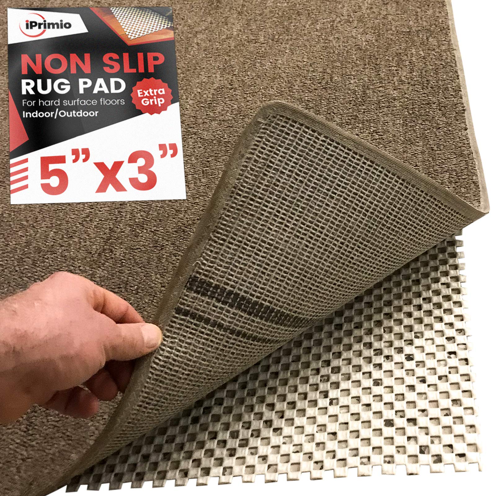 iPrimio Non Slip Rug Pad for Bathroom, Kitchen and Outdoor Area - Extra Grip for Hard Surface Floors - Very Good