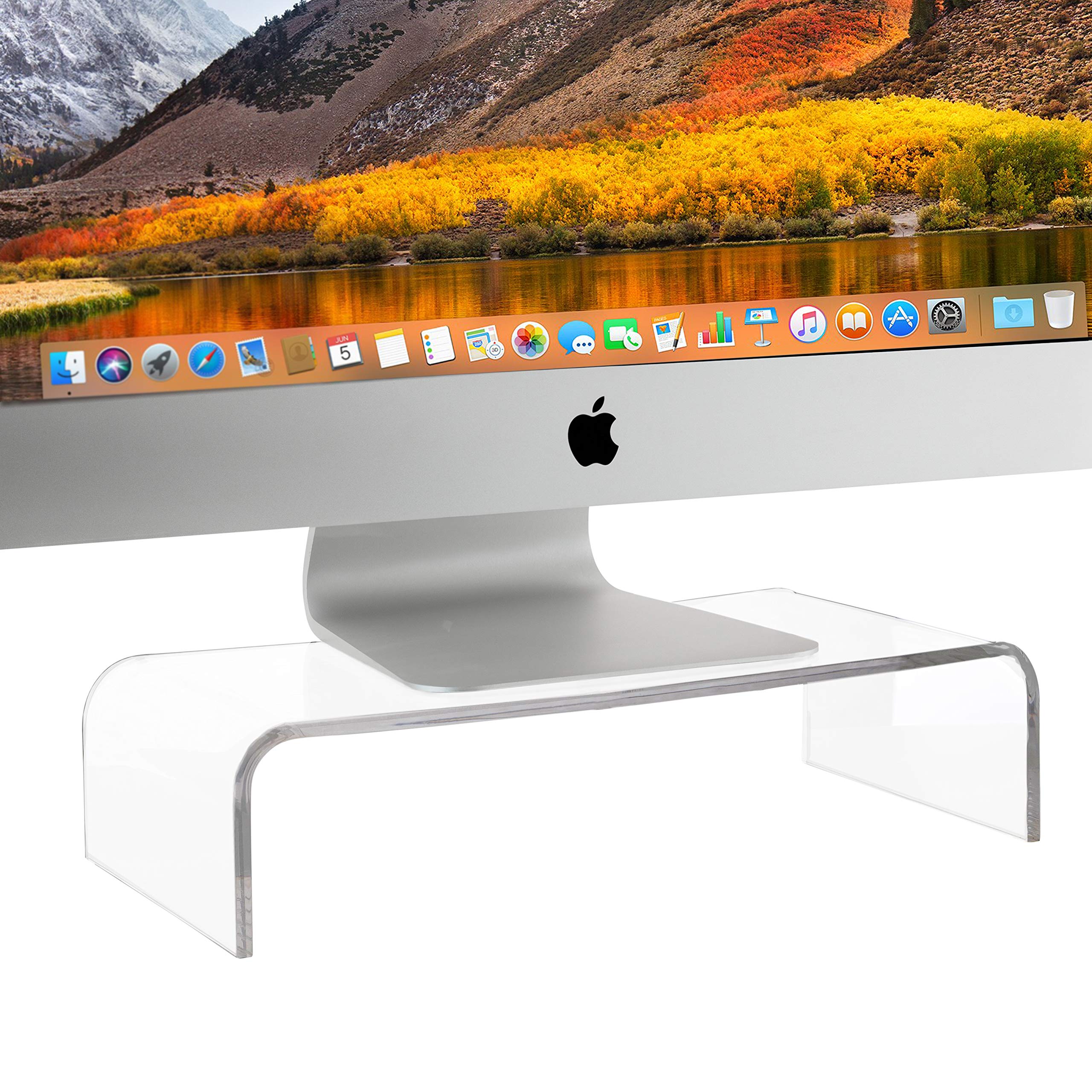 Homeries Acrylic Monitor Stand (3.7 Inches High) | Universal Computer Riser for Home, Office, Business, Desk, Gamers | Multi Media Platform Lift for Laptop, Printer, TV Screen, PC |Extra Storage Space  - Acceptable