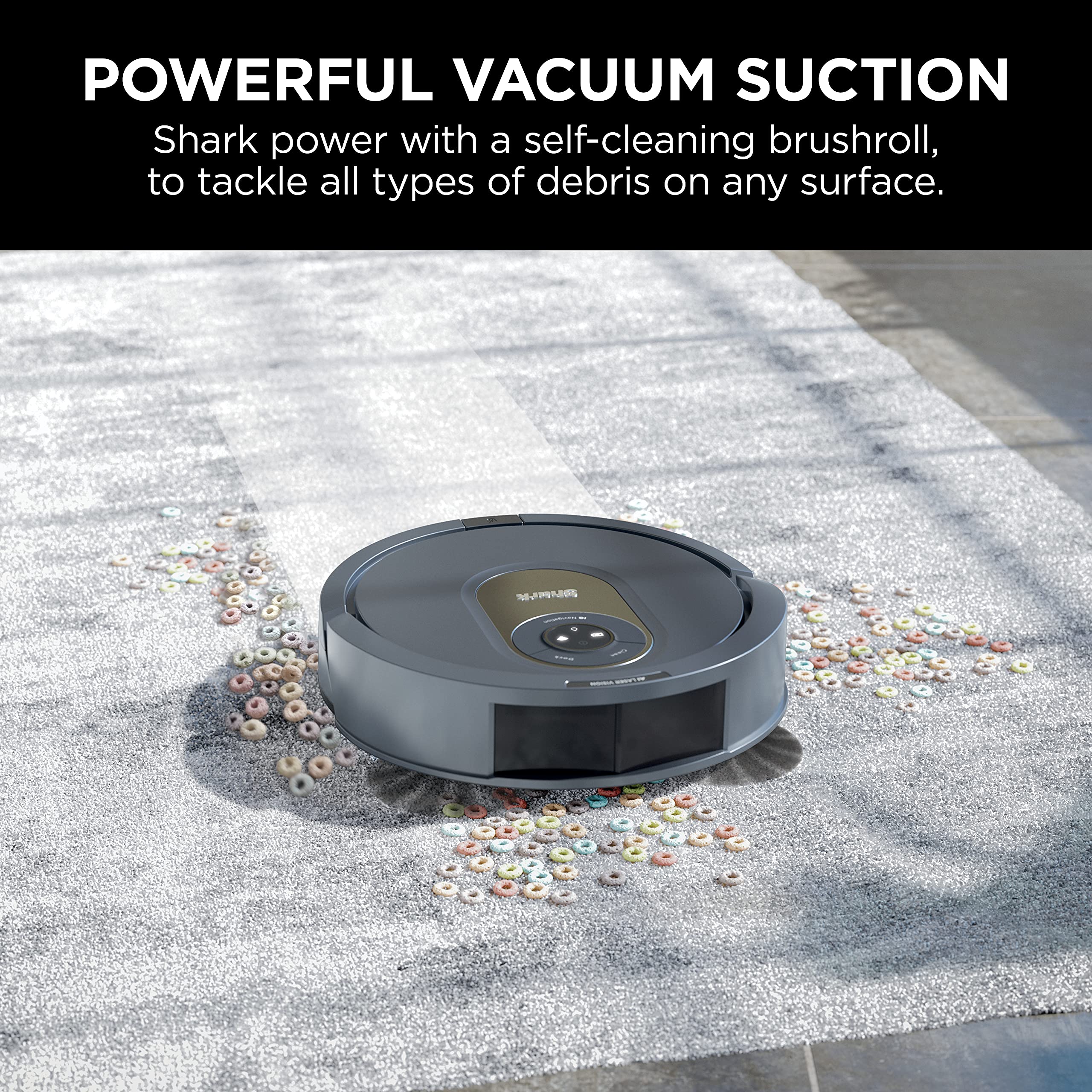 Shark AV2001 AI Robot Vacuum with Self-Cleaning Brushroll, Object Detection, Advanced Navigation, Home Mapping, Perfect for Pet Hair, Compatible with Alexa, Gray - Like New