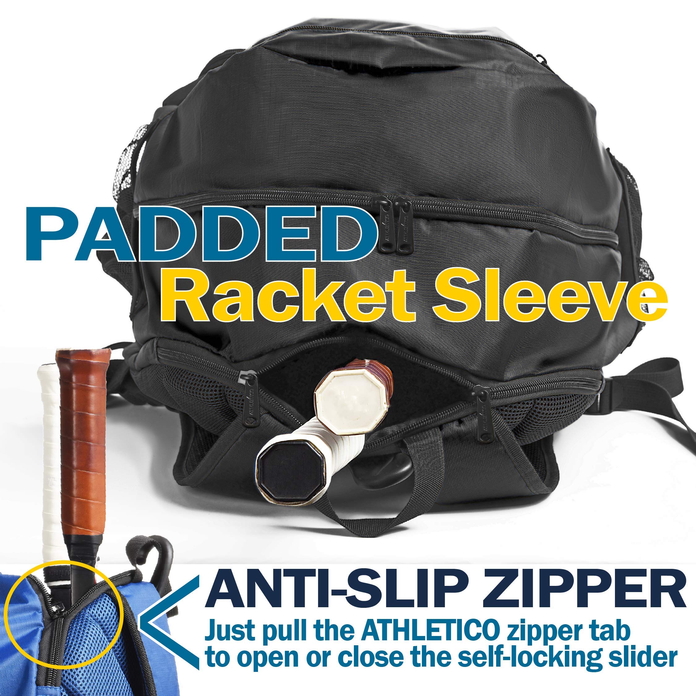 Athletico Premier Tennis Backpack - Tennis Bag Holds 2 Rackets in Padded Compartment | Separate Ventilated Shoe Compartment | Tennis Bags for Men or Women - Very Good