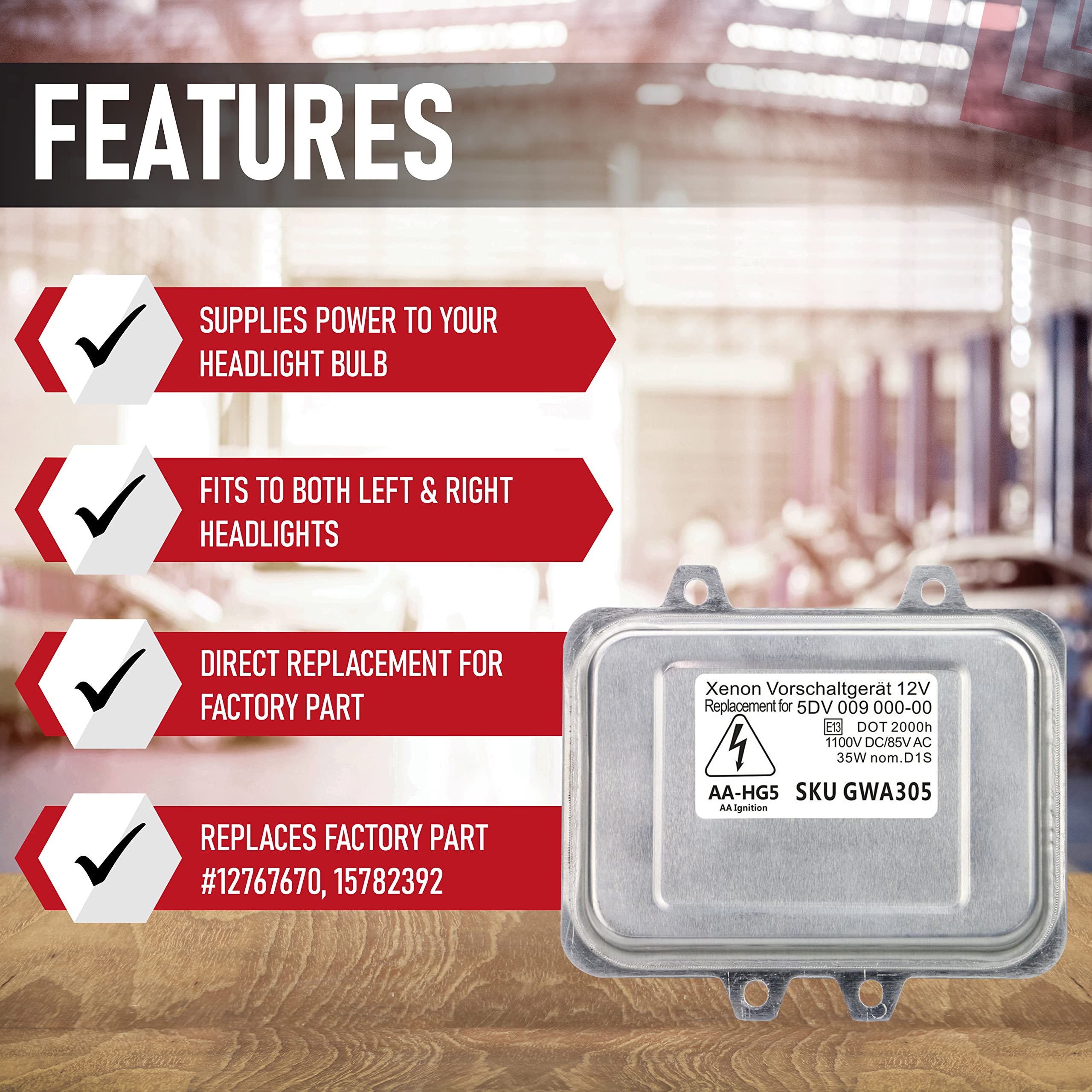 HID Xenon Headlight Ballast - Replaces 12767670, 15782392 - Compatible with BMW, Chrysler, Volkswagen, Mercedes-Benz Vehicles & More - Town and Country, Escalade, 525i, 545i, X5, 750i, MKZ, Zephyr - Very Good