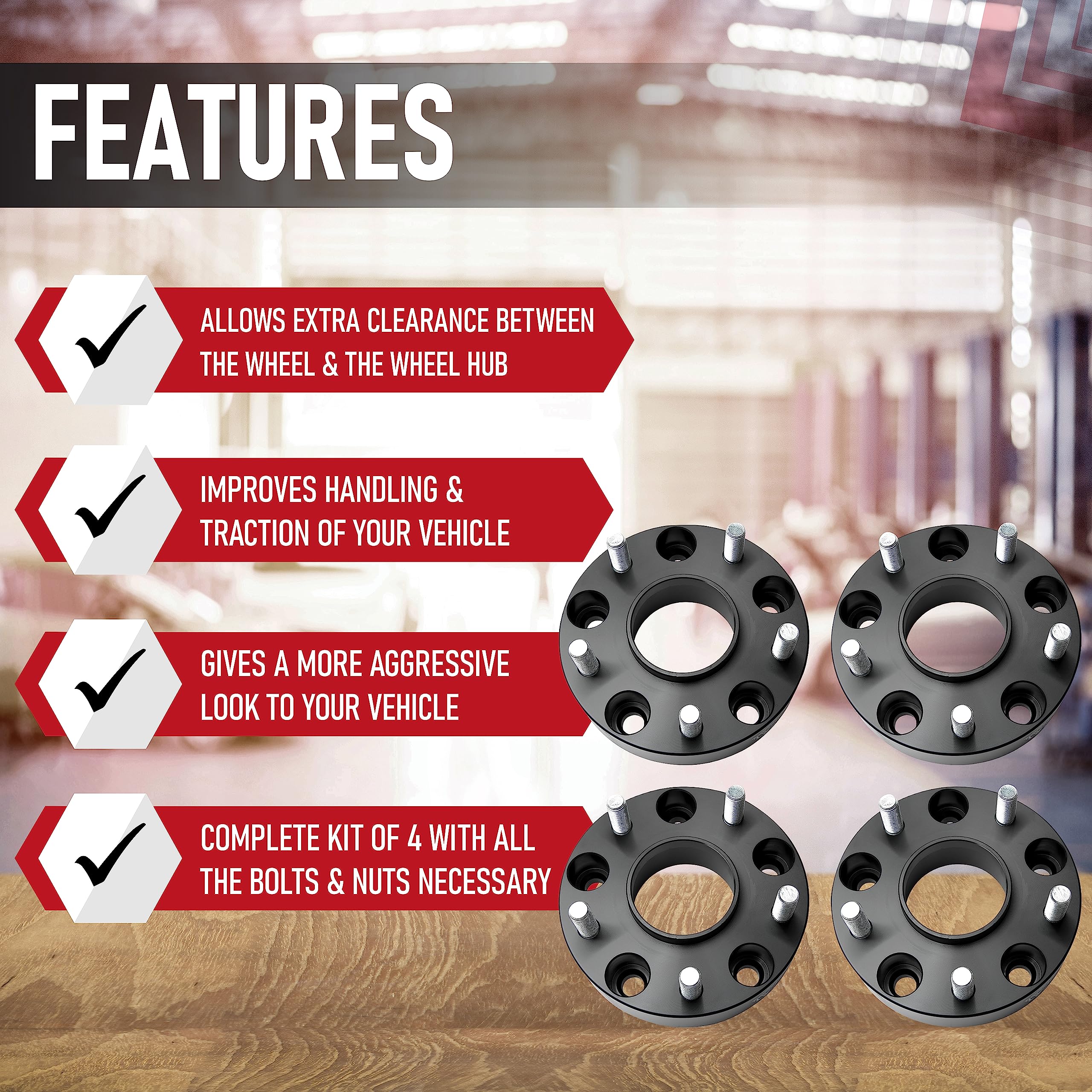 Hubcentric Wheel Spacer Set of 4 Black - 5 Lug 1.5 inches 38mm Real Forged 5x5.5 - Compatible with Chrysler, Dodge Ram 1500 2002-2011, Aspen, Dakota, Durango, 5x139.7mm, 77.8mm Bore, 9/16-18 Studs - Like New