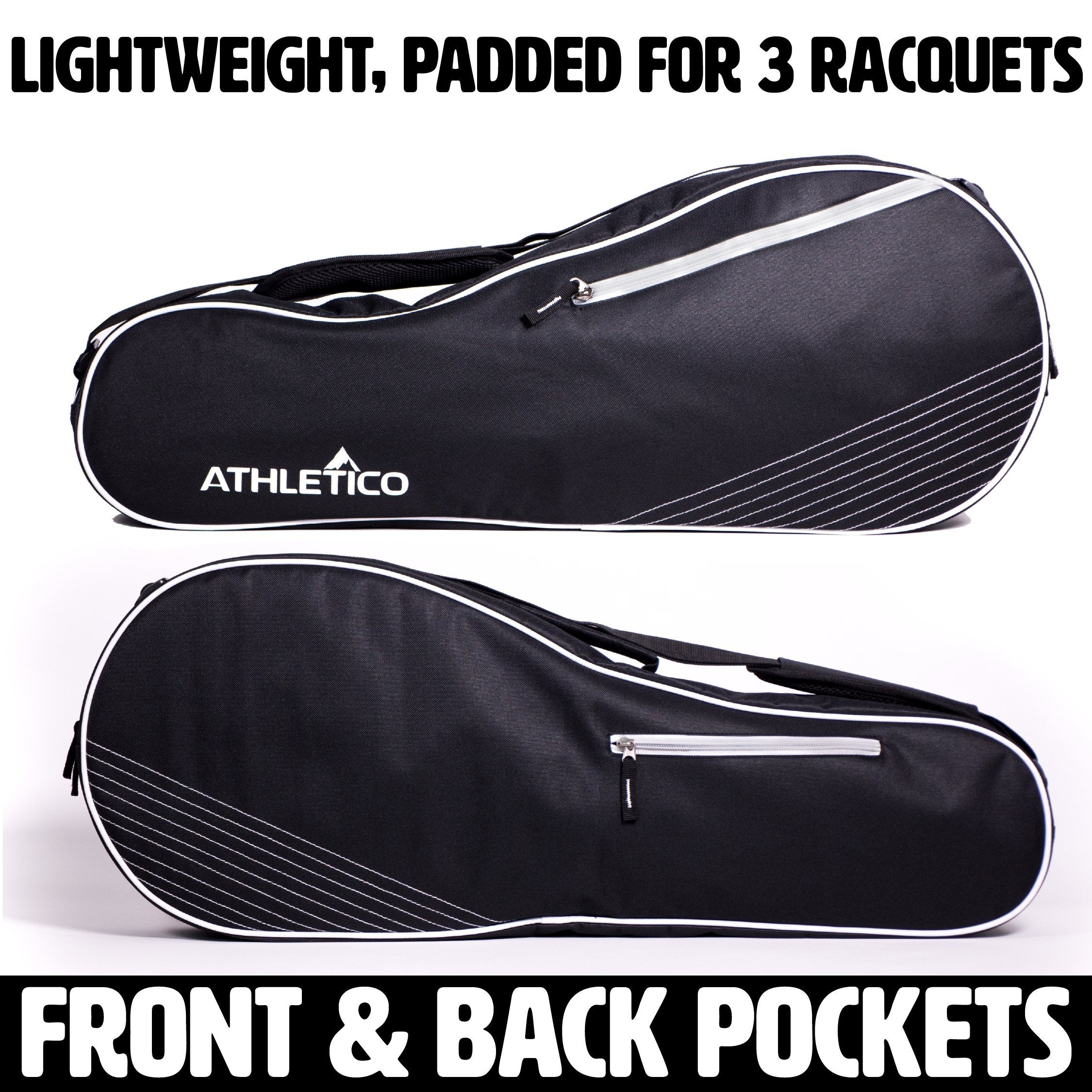 Athletico 3 Racquet Tennis Bag | Padded to Protect Rackets & Lightweight | Professional or Beginner Tennis Players | Unisex Design for Men, Women, Youth and Adults  - Like New