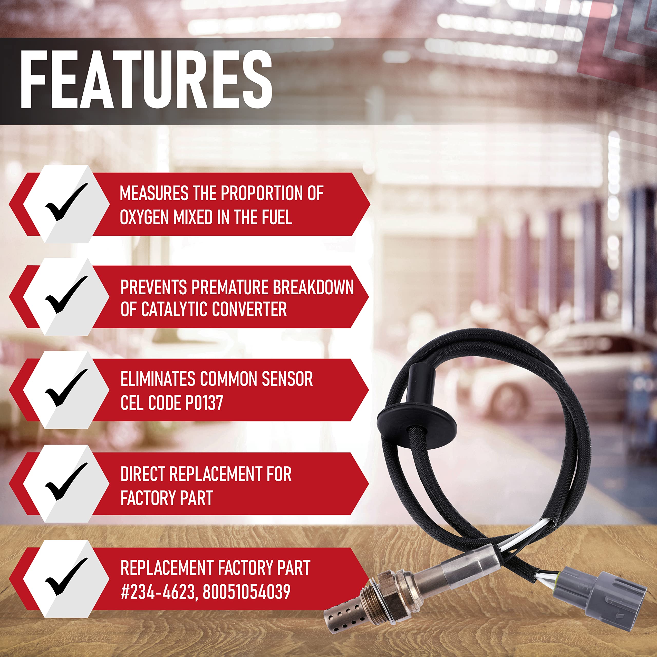 Replacement Oxygen Sensor Downstream - Compatible with Lexus. Pontiac, Scion & Toyota - ES300, GS300, GS400, GS430, GS460, Vibe, Camry, Celica, Matrix, Prius & Sienna - Replaces 234-4623, 80051054039 - Very Good