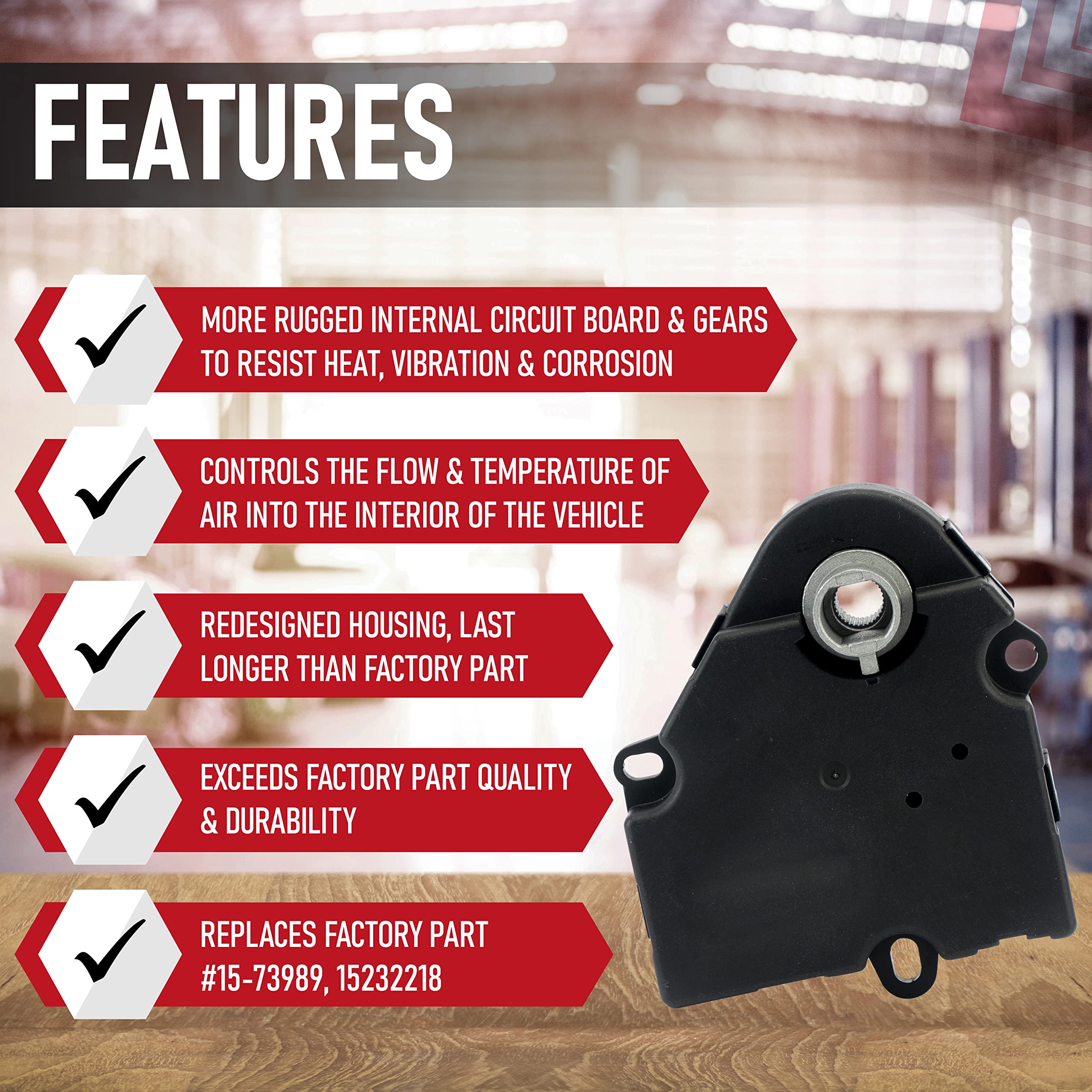 HVAC Air Door Actuator - Replaces 15-73989, 604-140, 20826182, 1573989 - Compatible with Chevy Traverse 09-12, GMC Acadia 07-12, Buick Enclave 2008-2012 - AC Heater Blend Mode Actuator - Very Good