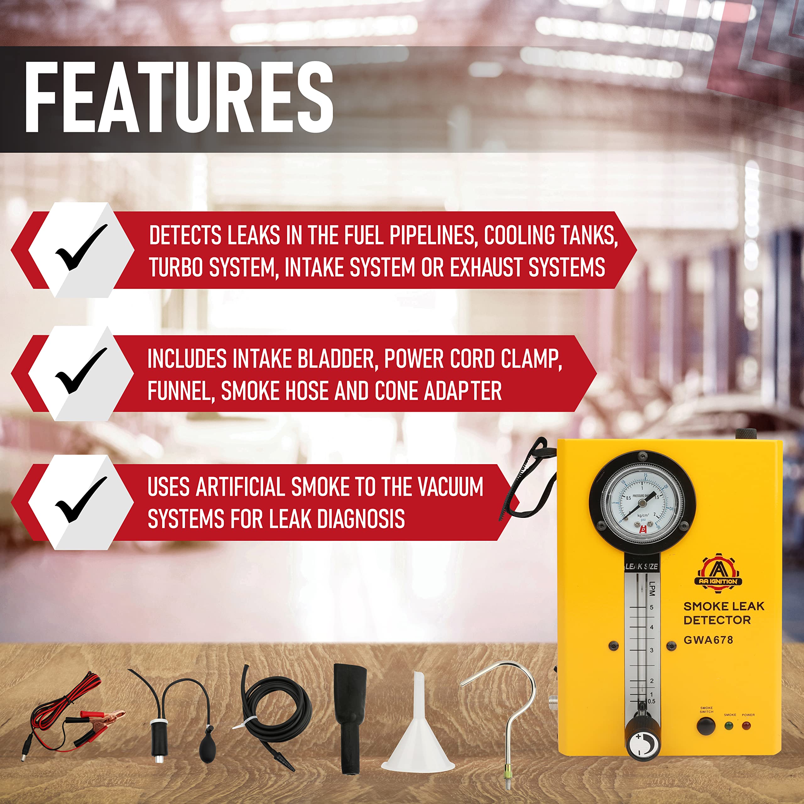 Evap Vacuum Smoke Diagnostic Tester - Compatible with 12V Vehicles - Smoke Machine Automotive Leak Detector, Portable Pipeline Fuel Leakage Detector - Exhaust System Test - Very Good