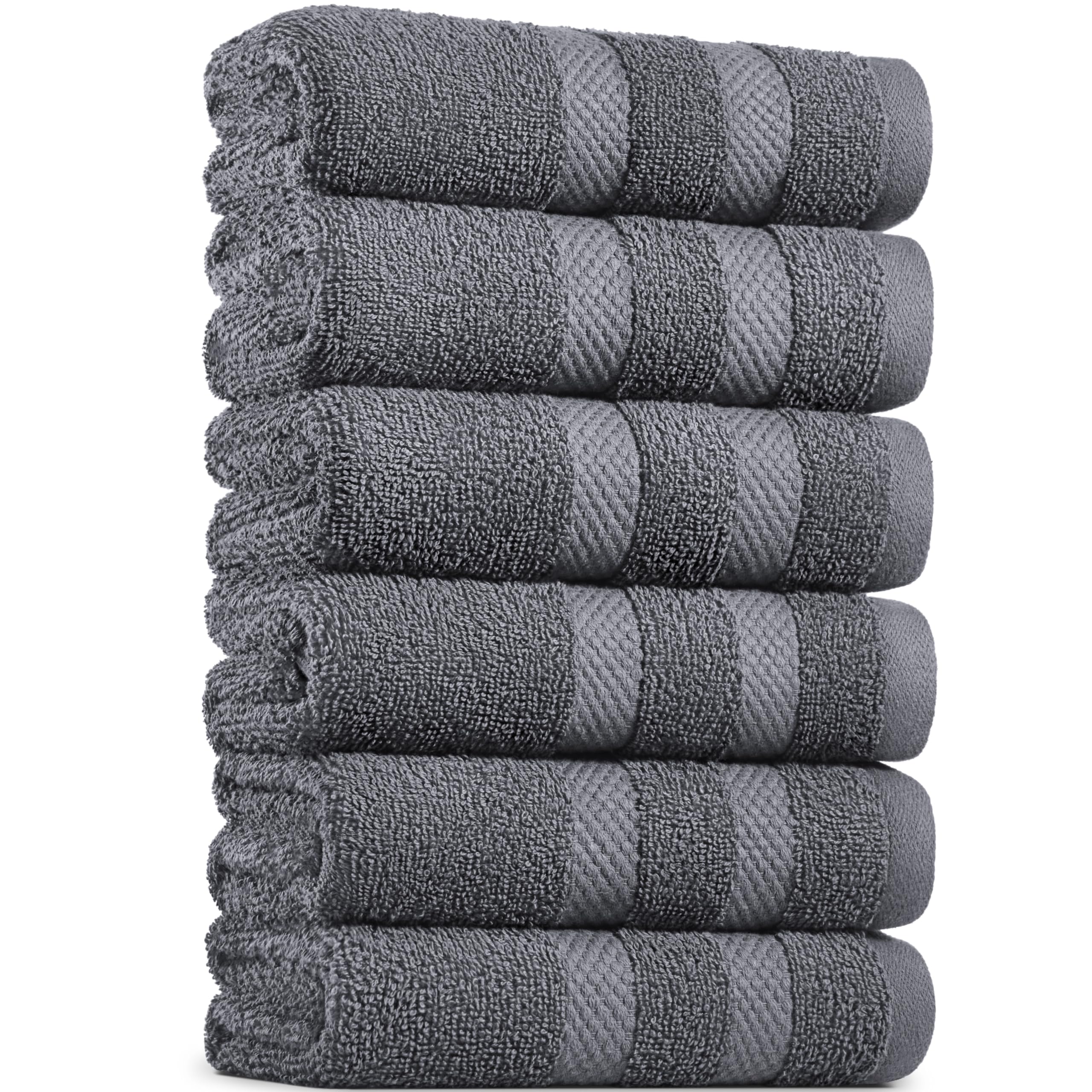 BELADOR Hand Towels 12-Pack - Premium Soft Cotton Hand Towels for Bathroom - Quick-Dry & Absorbent Hand Towel Set | White/Gray Hand Towels 16"x30" - Like New