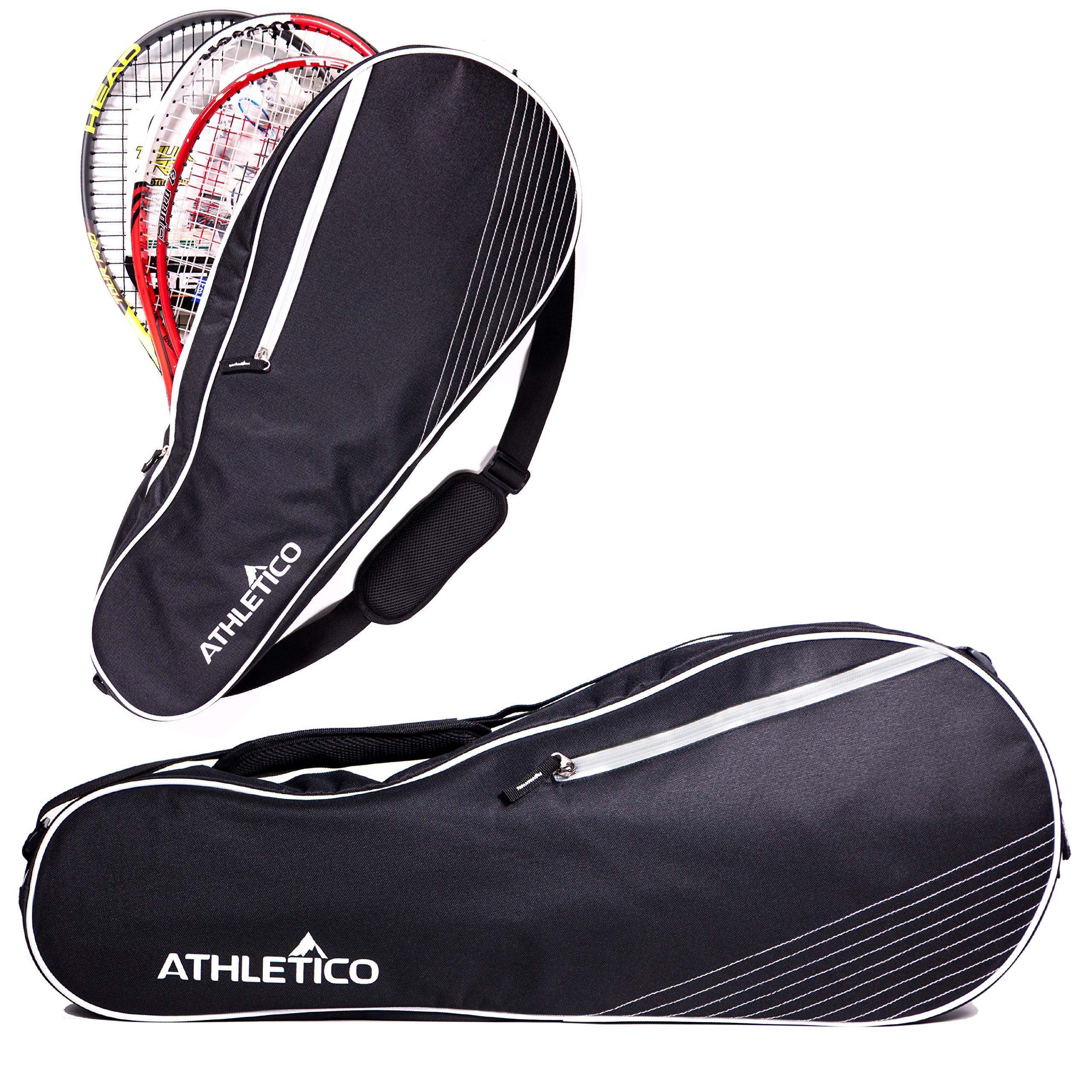 Athletico 3 Racquet Tennis Bag | Padded to Protect Rackets & Lightweight | Professional or Beginner Tennis Players | Unisex Design for Men, Women, Youth and Adults (Black) - Good